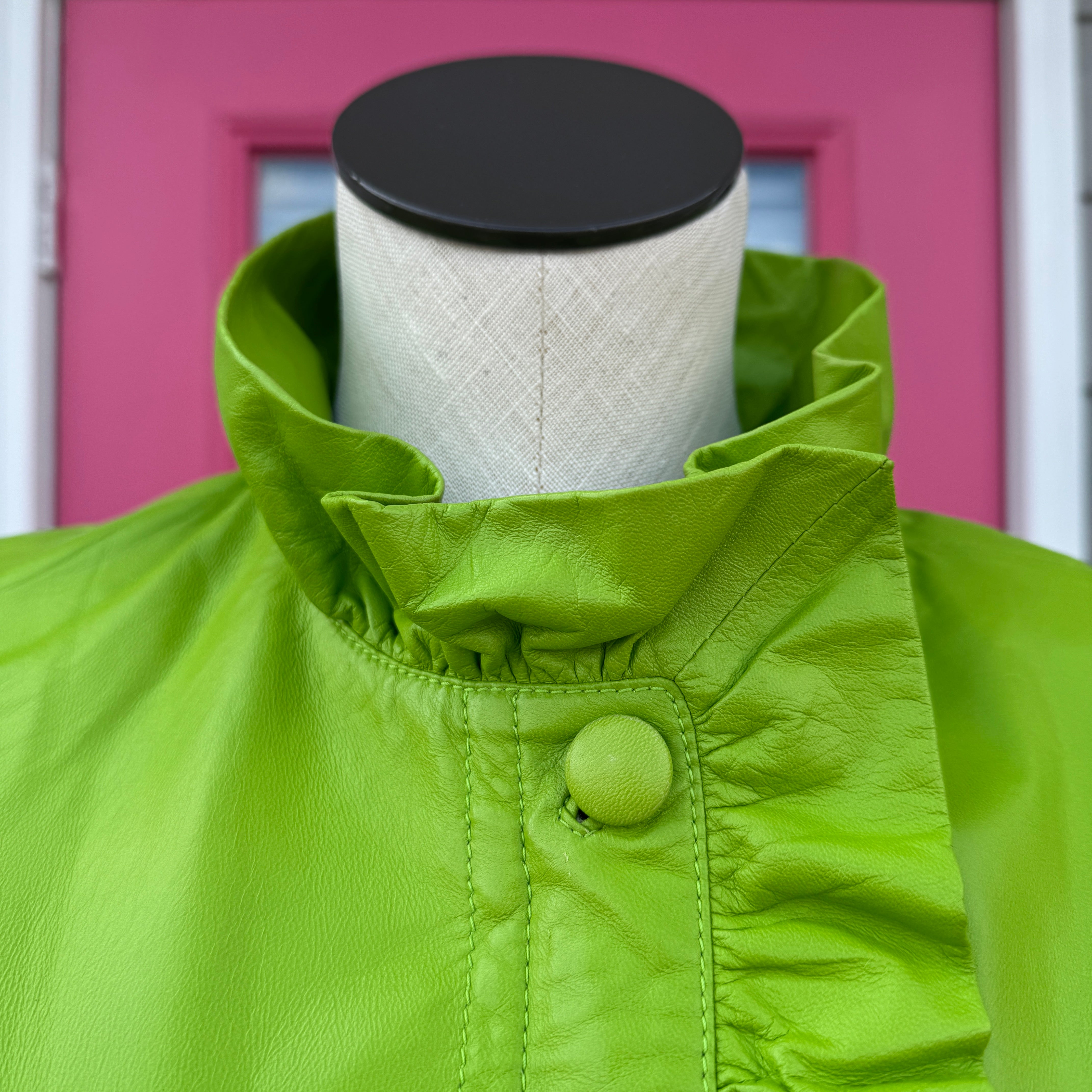 St. John lime green leather jacket size S