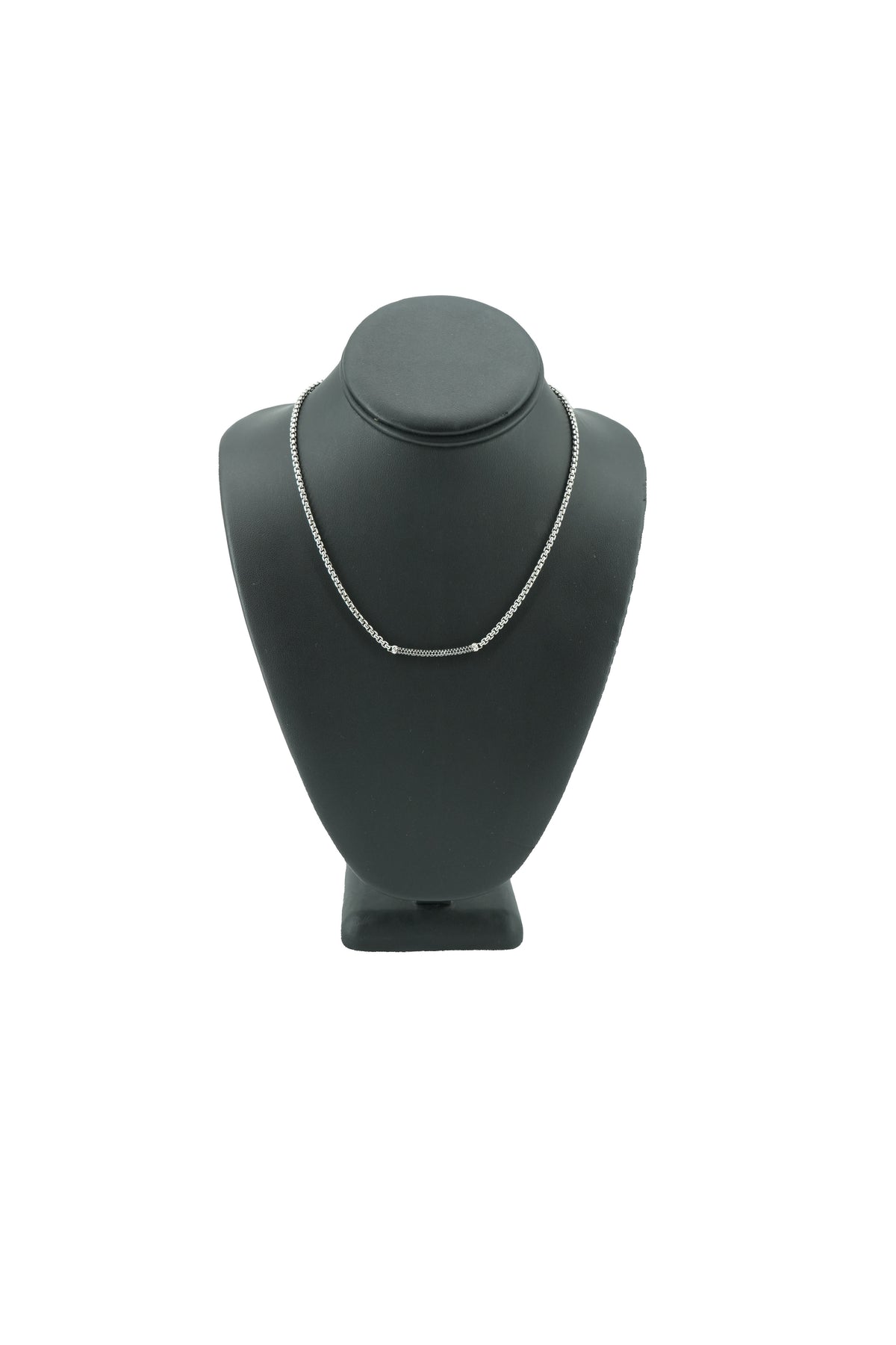 David Yurman sterling silver black diamond Metro bar box chain necklace