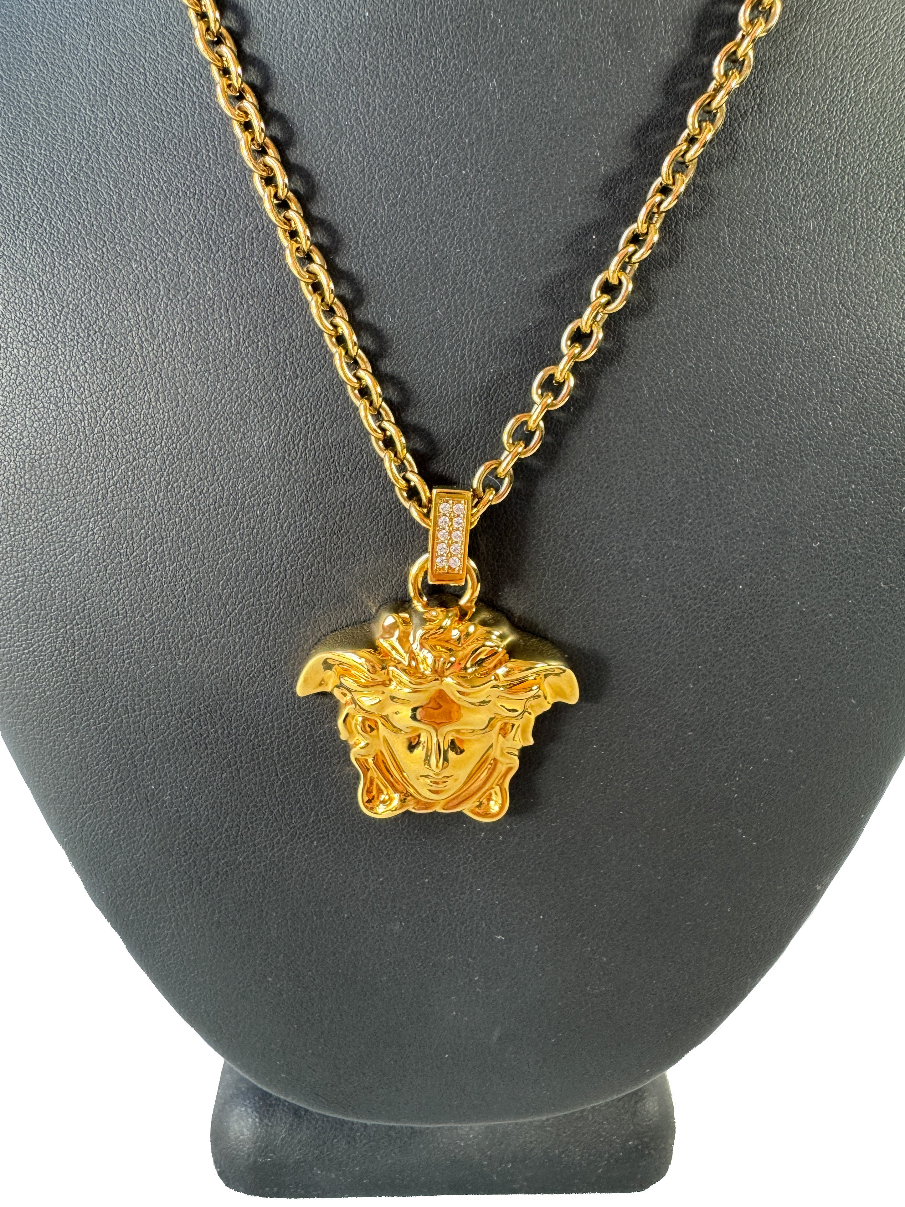 Versace gold tone Medusa head necklace
