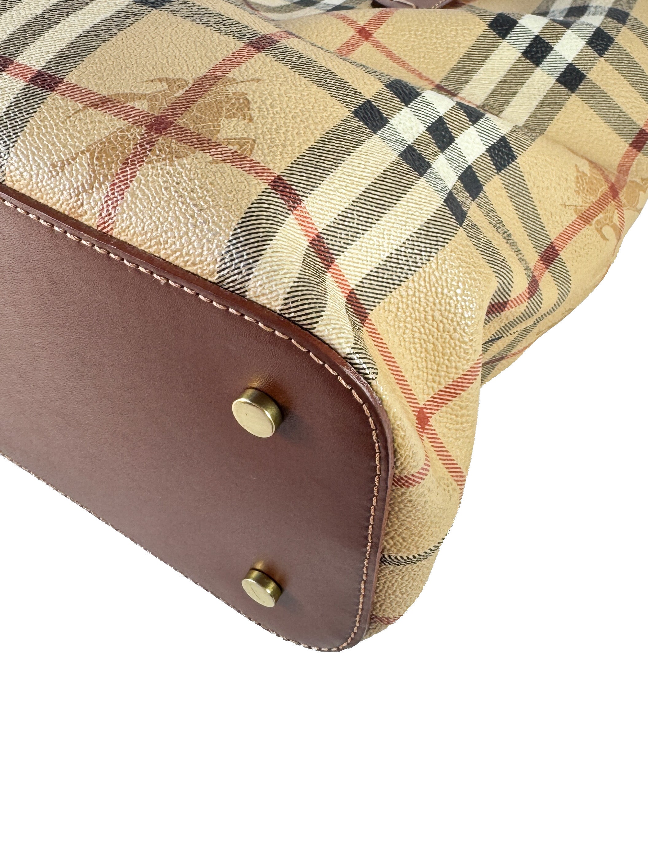 Burberry plaid coated canvas small tote T-0-21