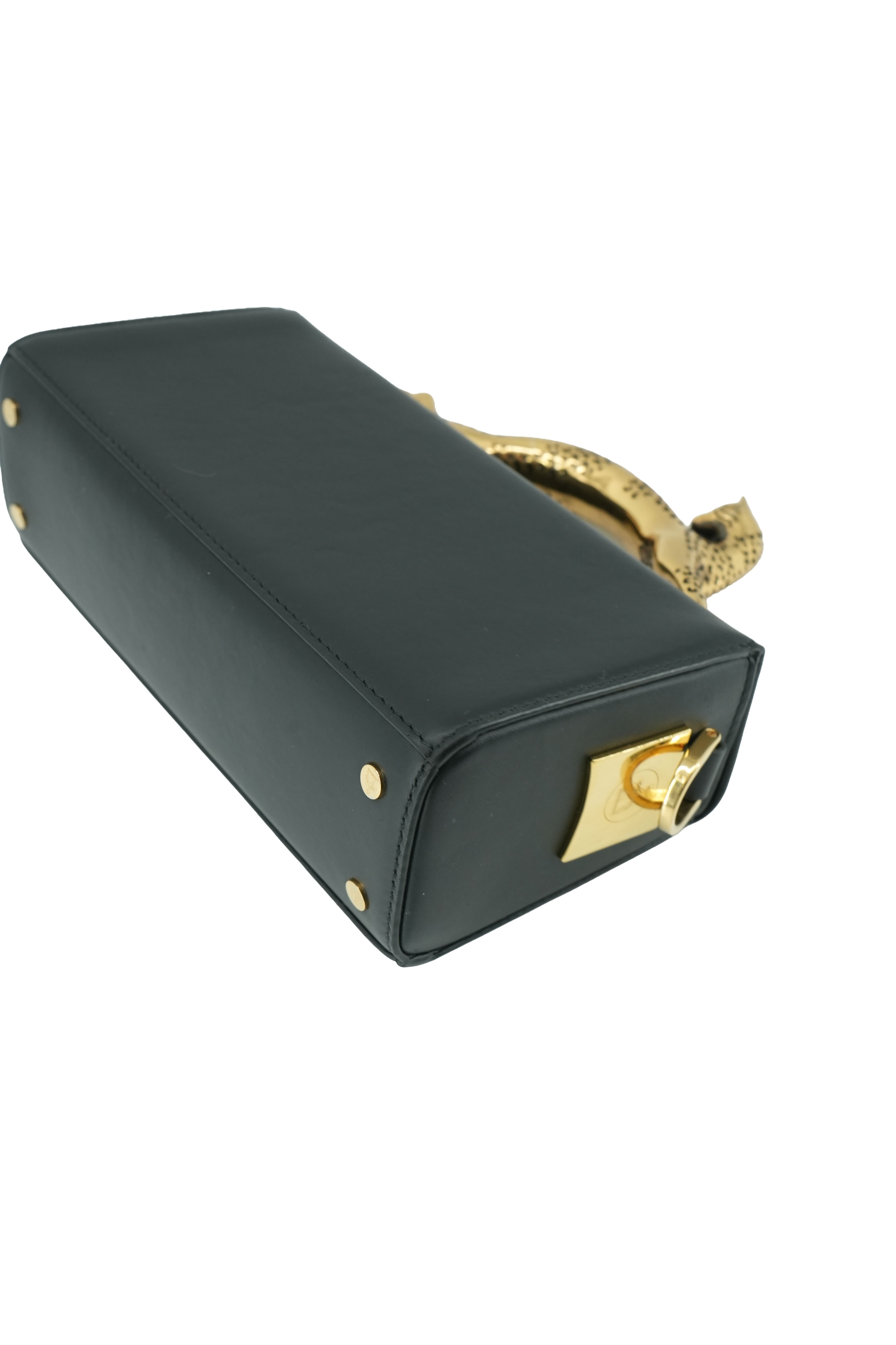 Lanvin black calf leather Pencil Cat Nano bag