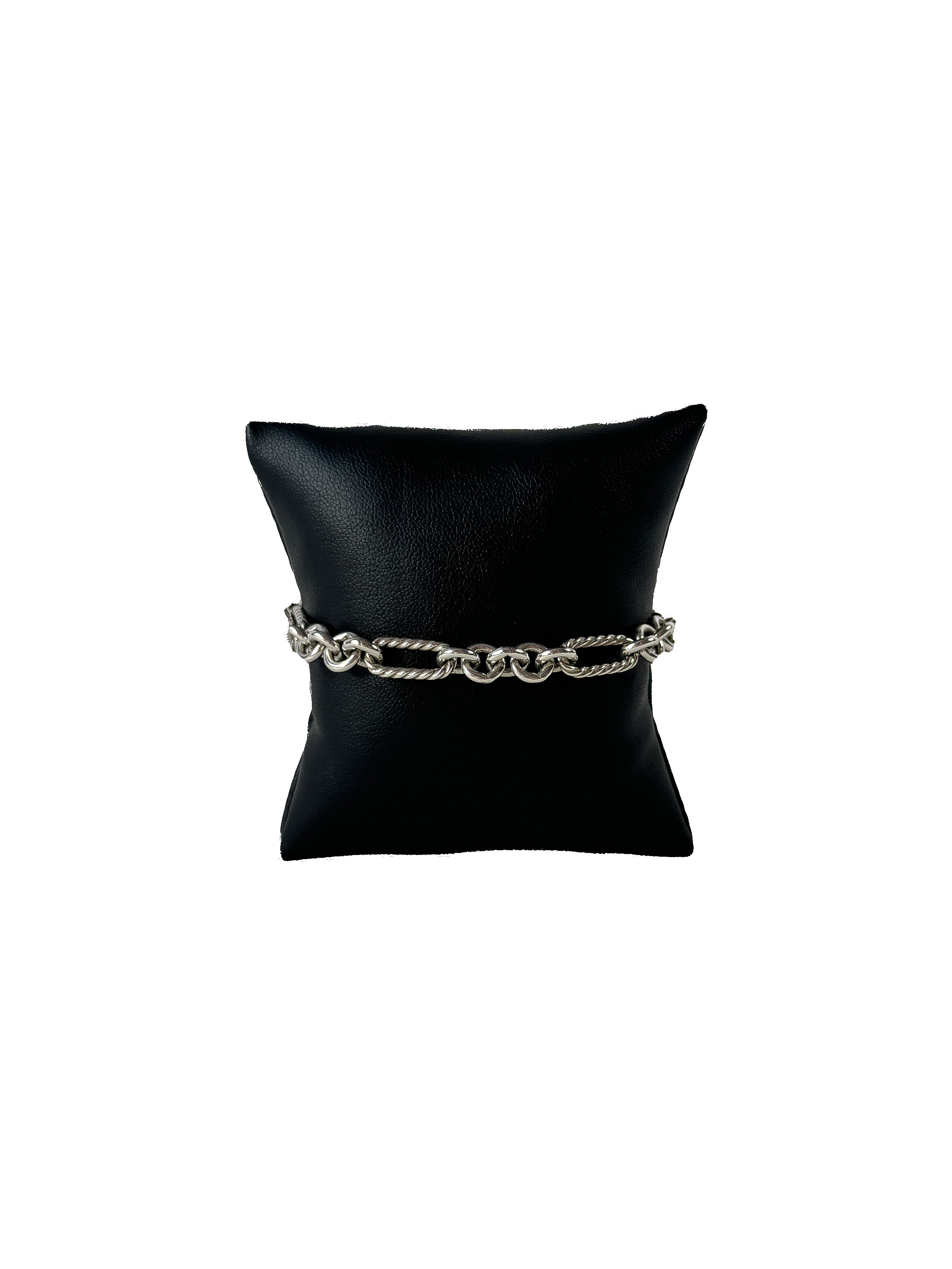 David Yurman two tone silver gold Figaro chain bracelet