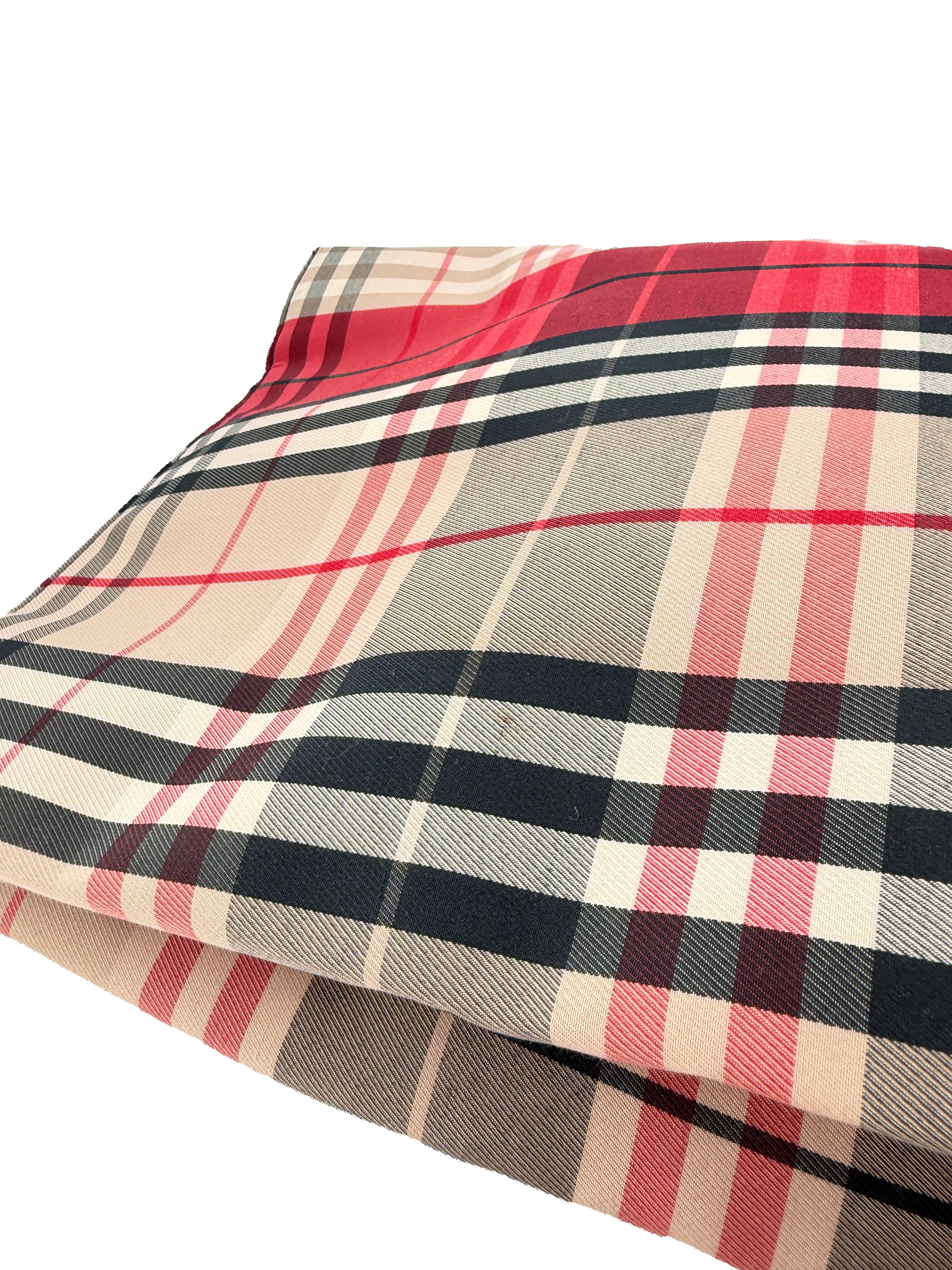 Burberry red, beige, black plaid canvas tote