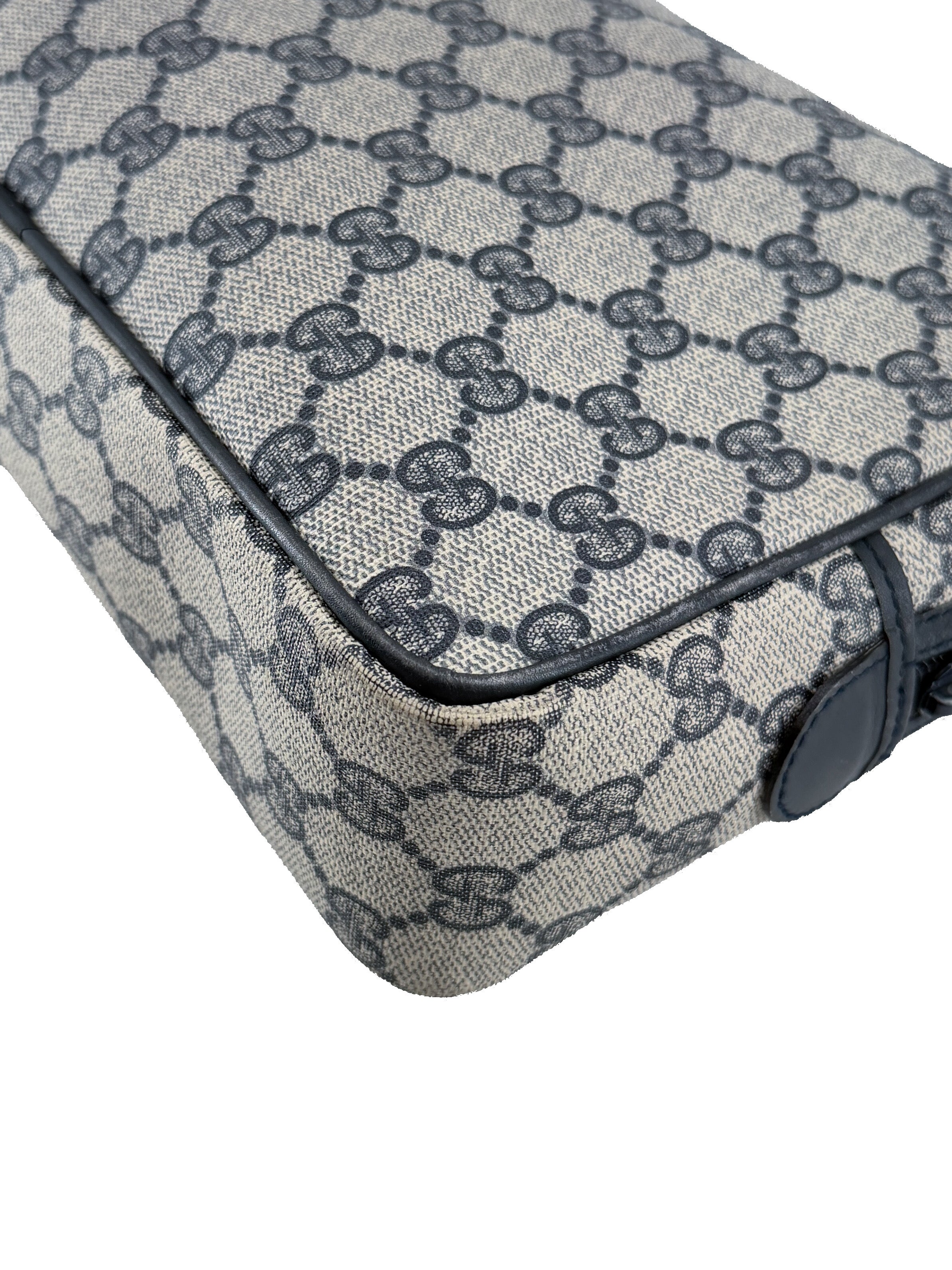 Gucci navy vintage GG coated canvas zip pouch