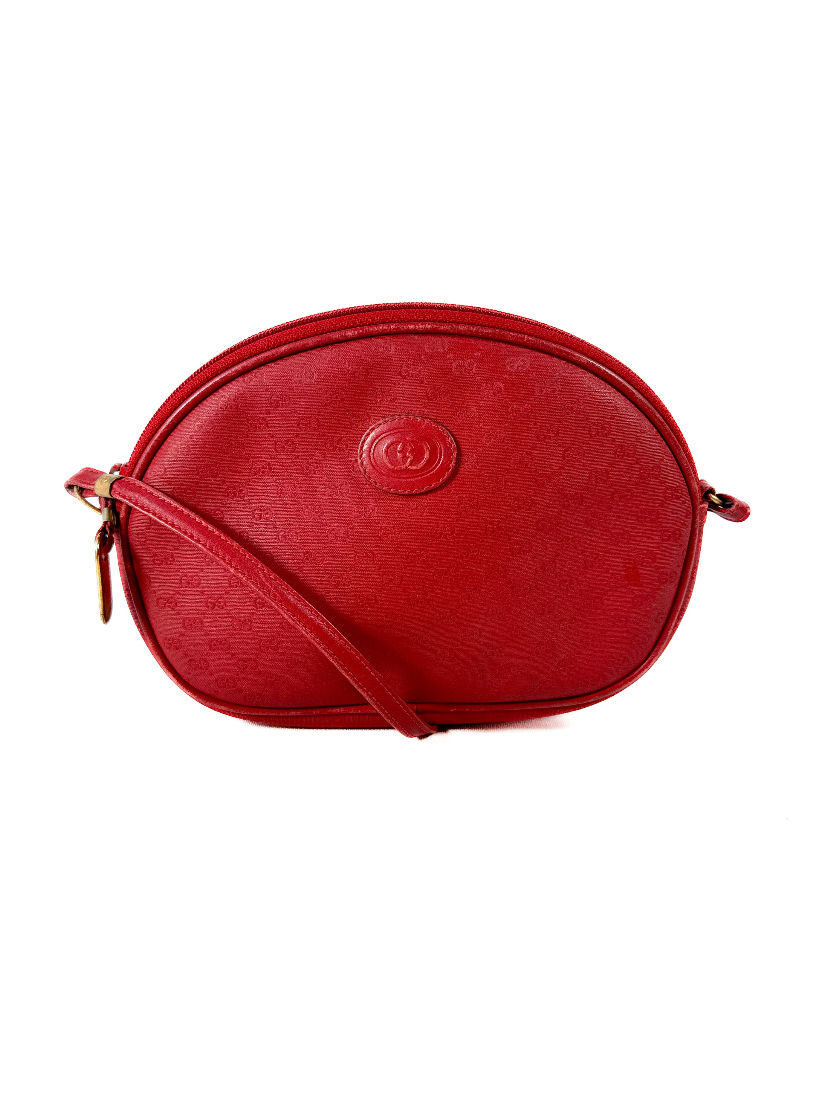 Gucci red monogram coated canvas leather crossbody 007 933 1113