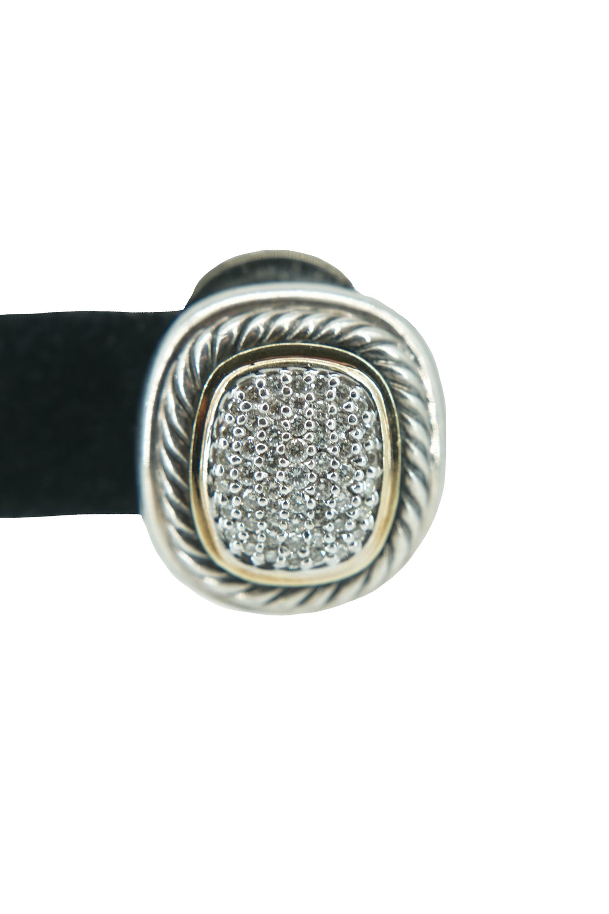David Yurman sterling silver, yellow gold, diamond Albion earclip earrings
