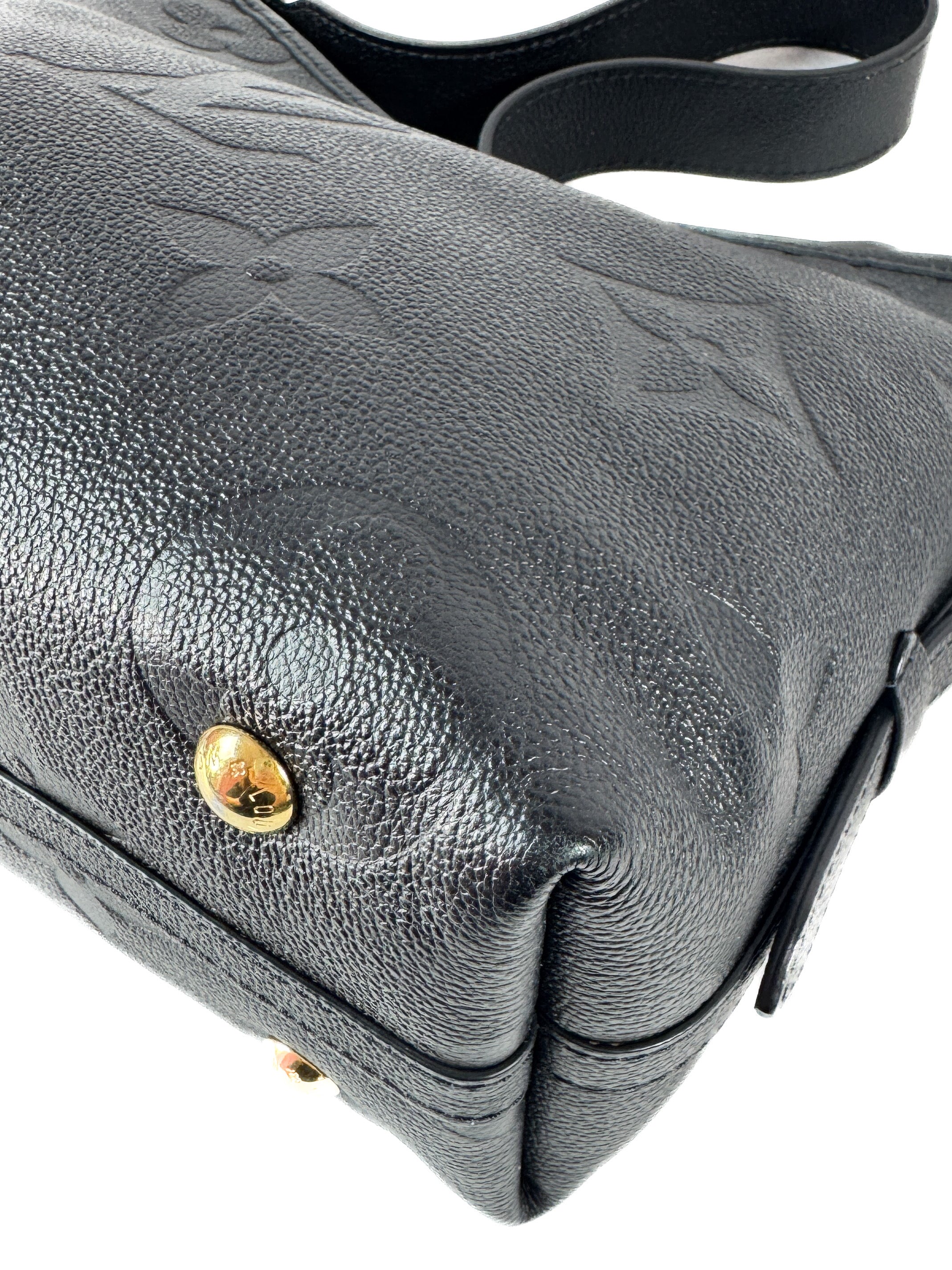 Louis Vuitton black empreinte Giant monogram carryall hobo PM NFC