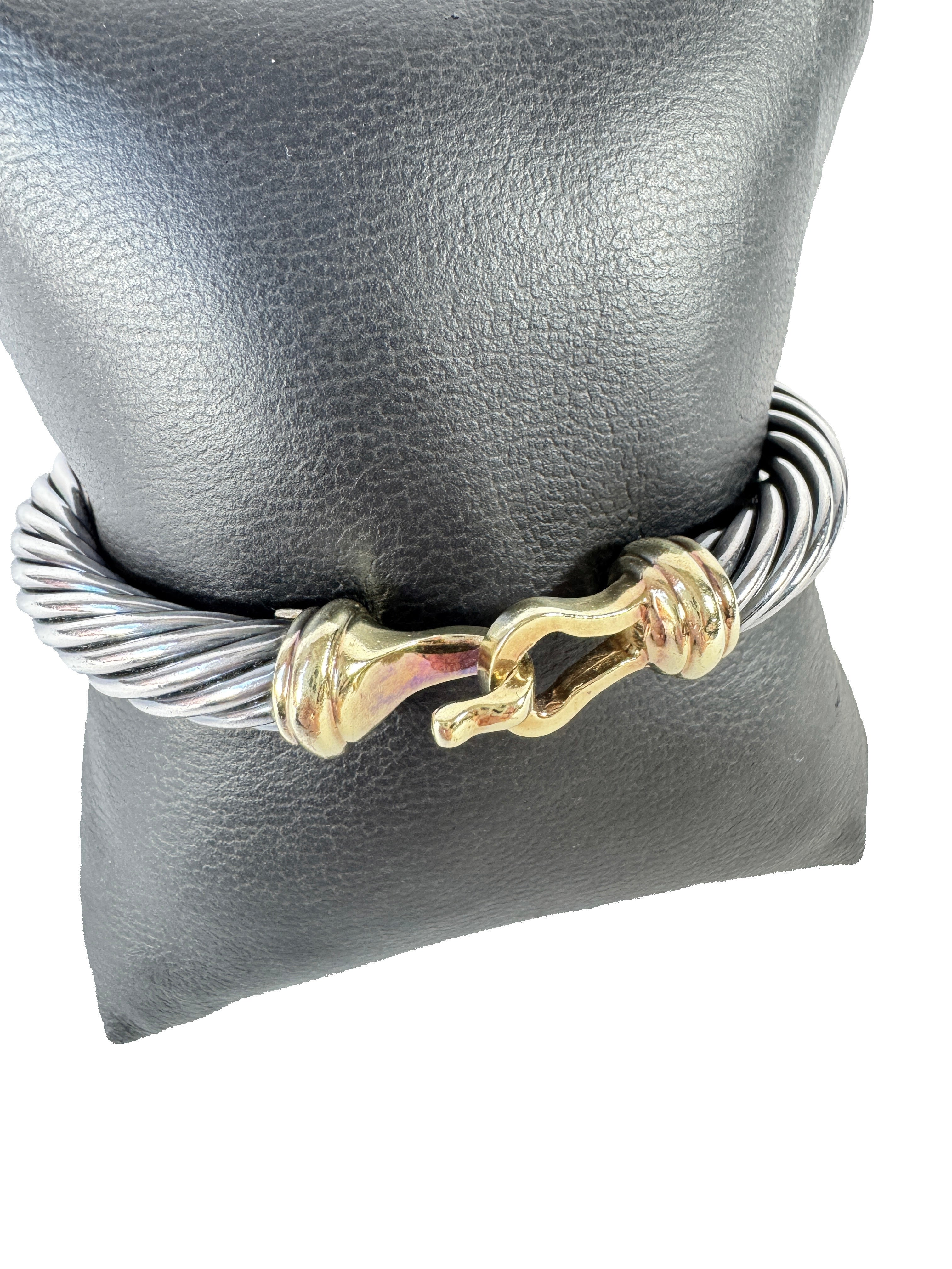 David Yurman sterling silver 14k gold buckle 7mm cable bracelet