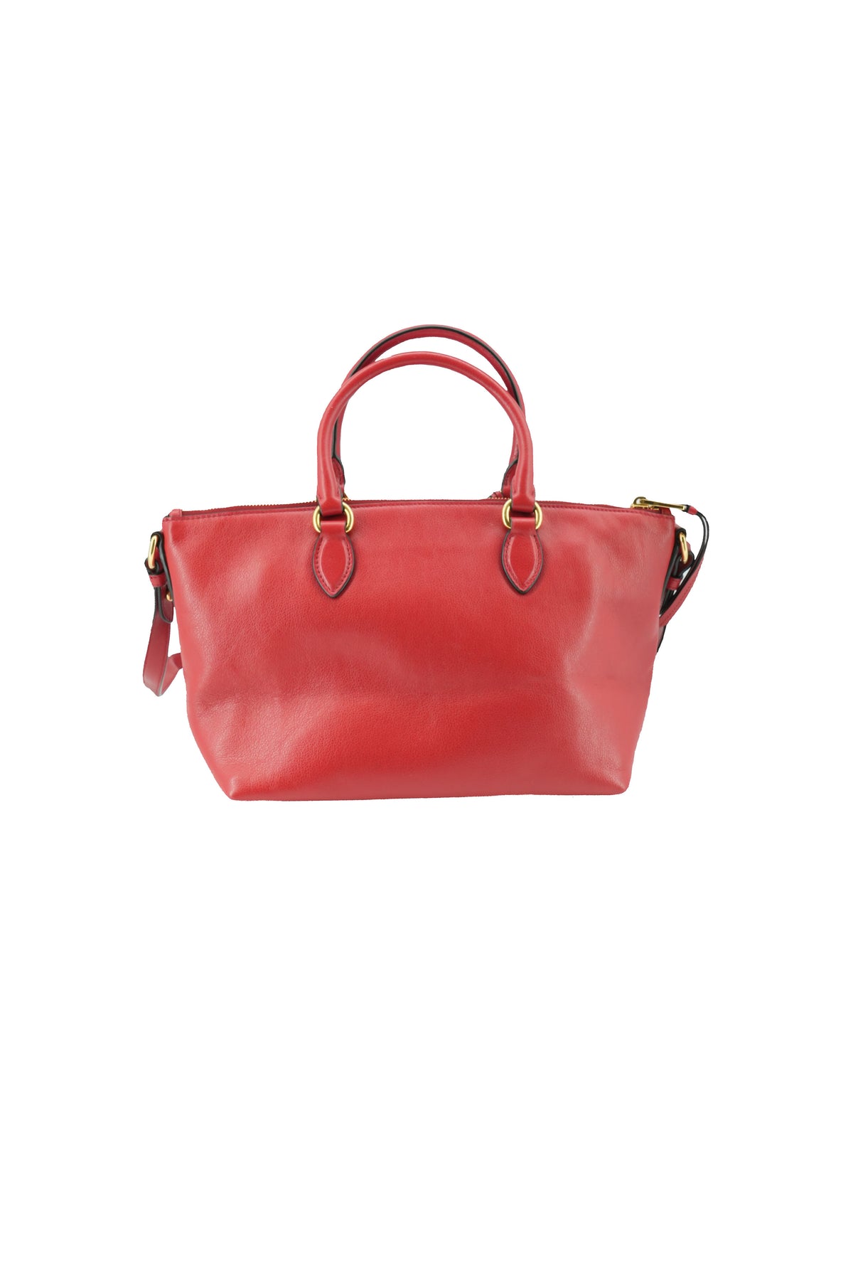 Prada red leather embossed logo satchel 204