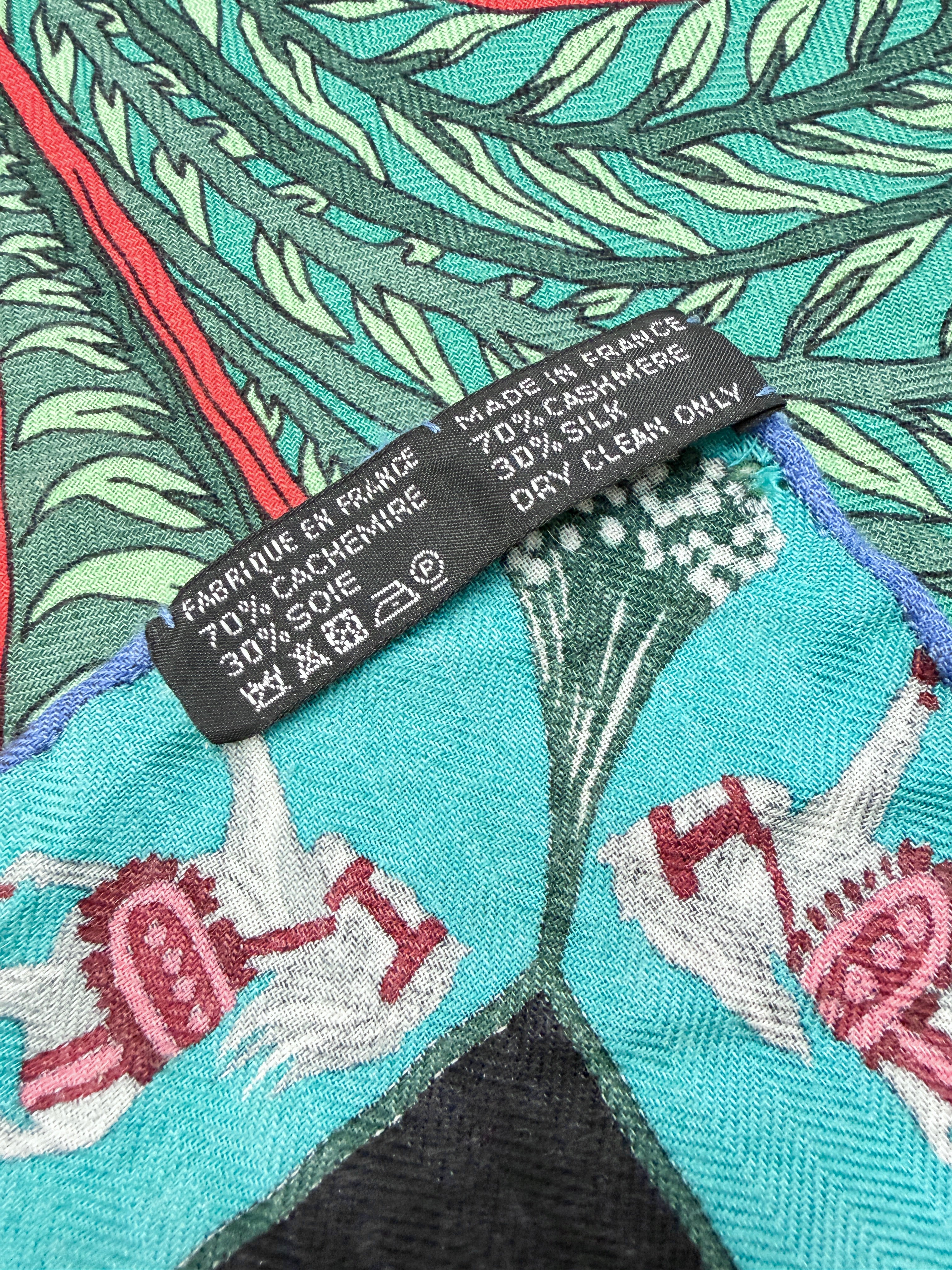 Hermès 140cm Le Jardin de la Maharani cashmere silk scarf