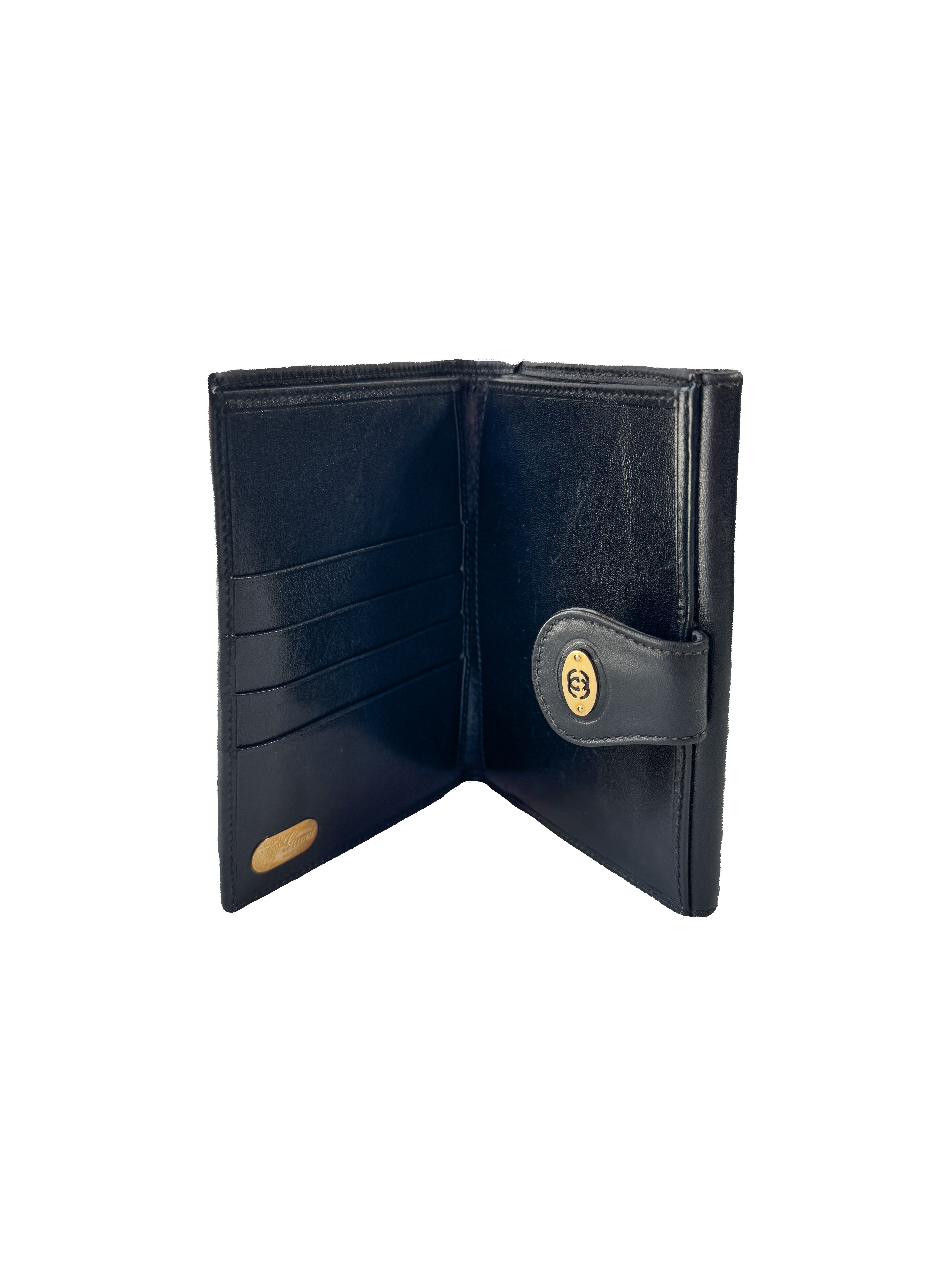 Gucci black sherry line vintage leather wallet 035-904-0161