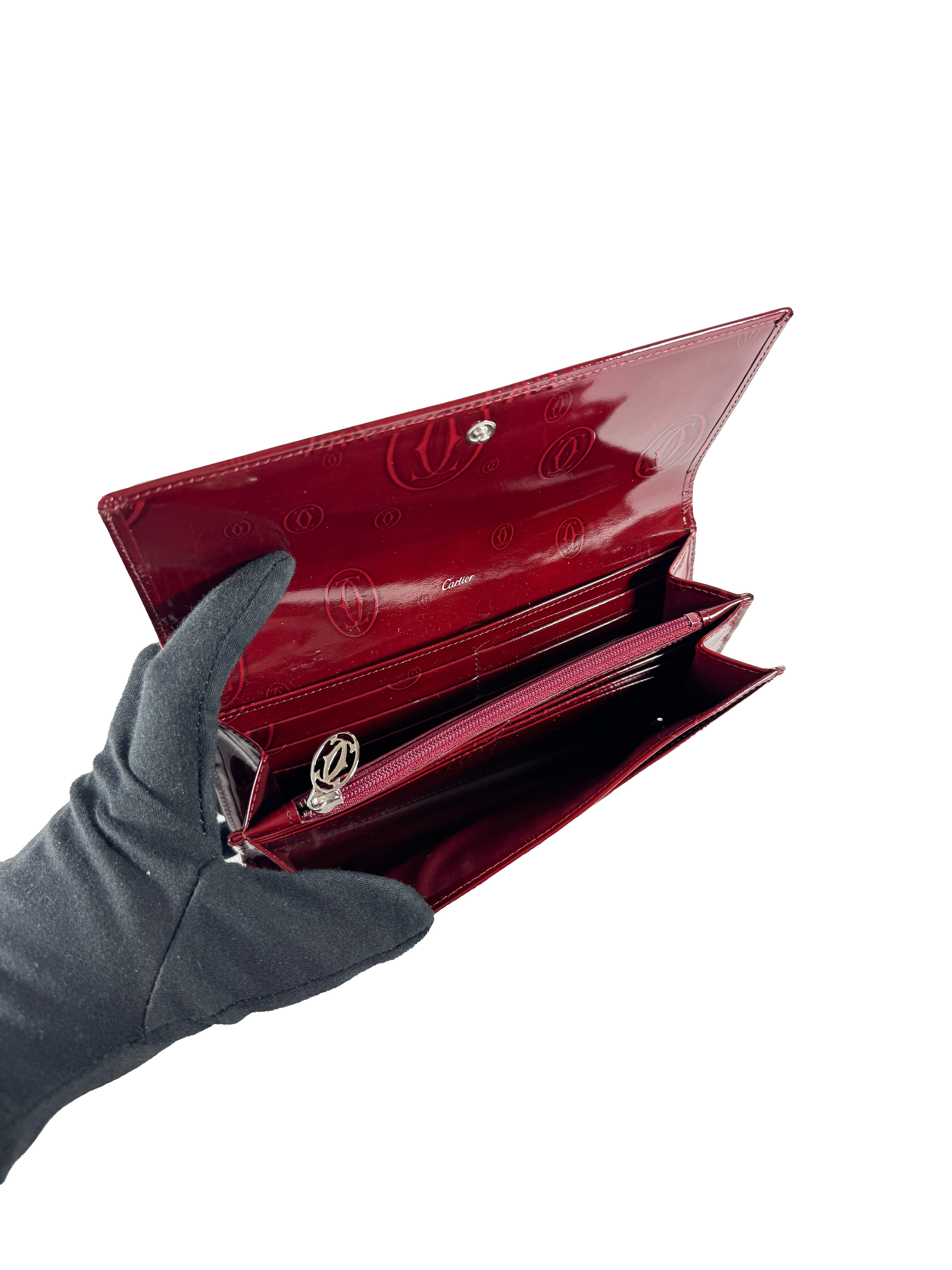 Cartier red patent leather Happy Birthday wallet FCWE