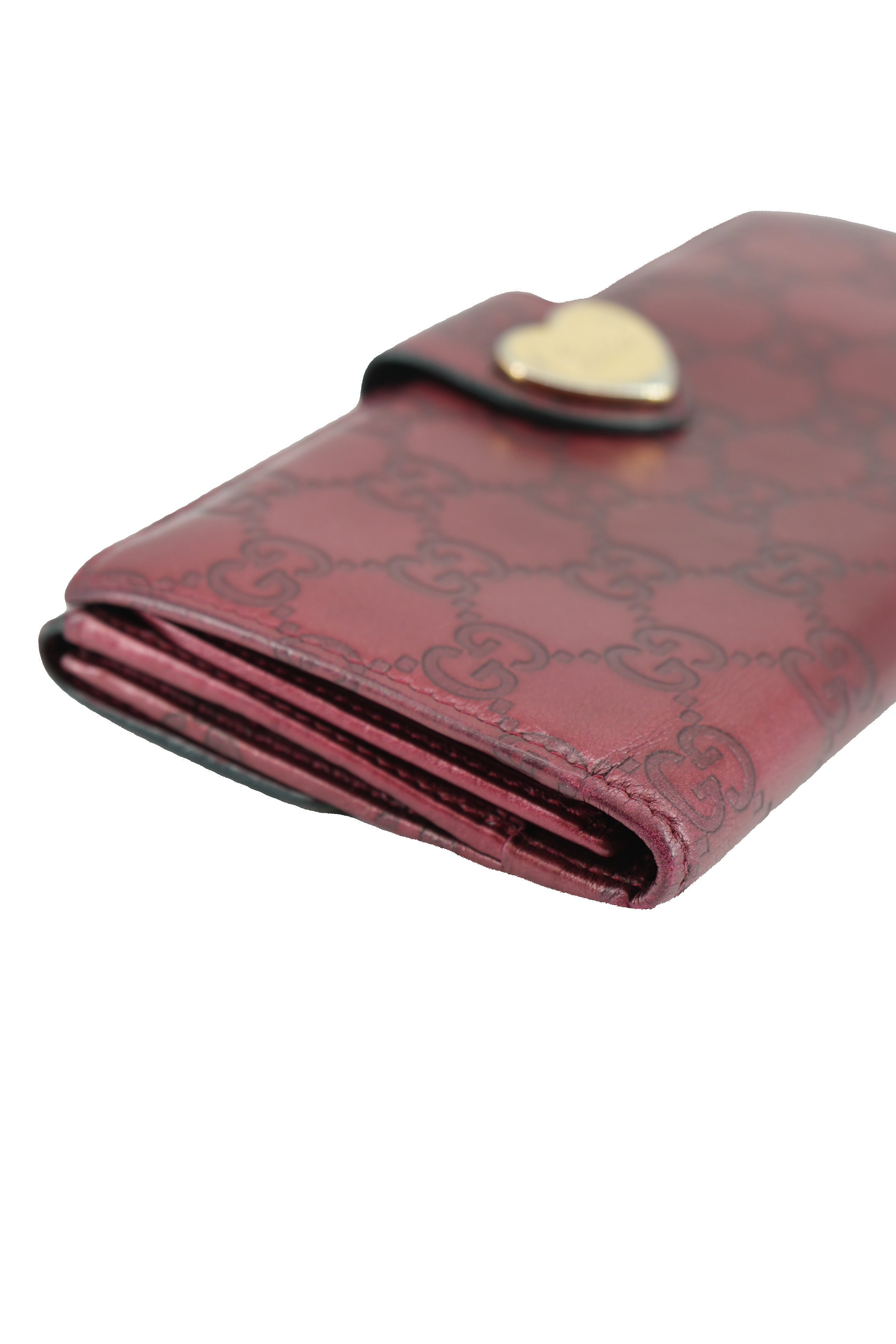 Gucci red leather GG Guccissima heart wallet 208550-0446