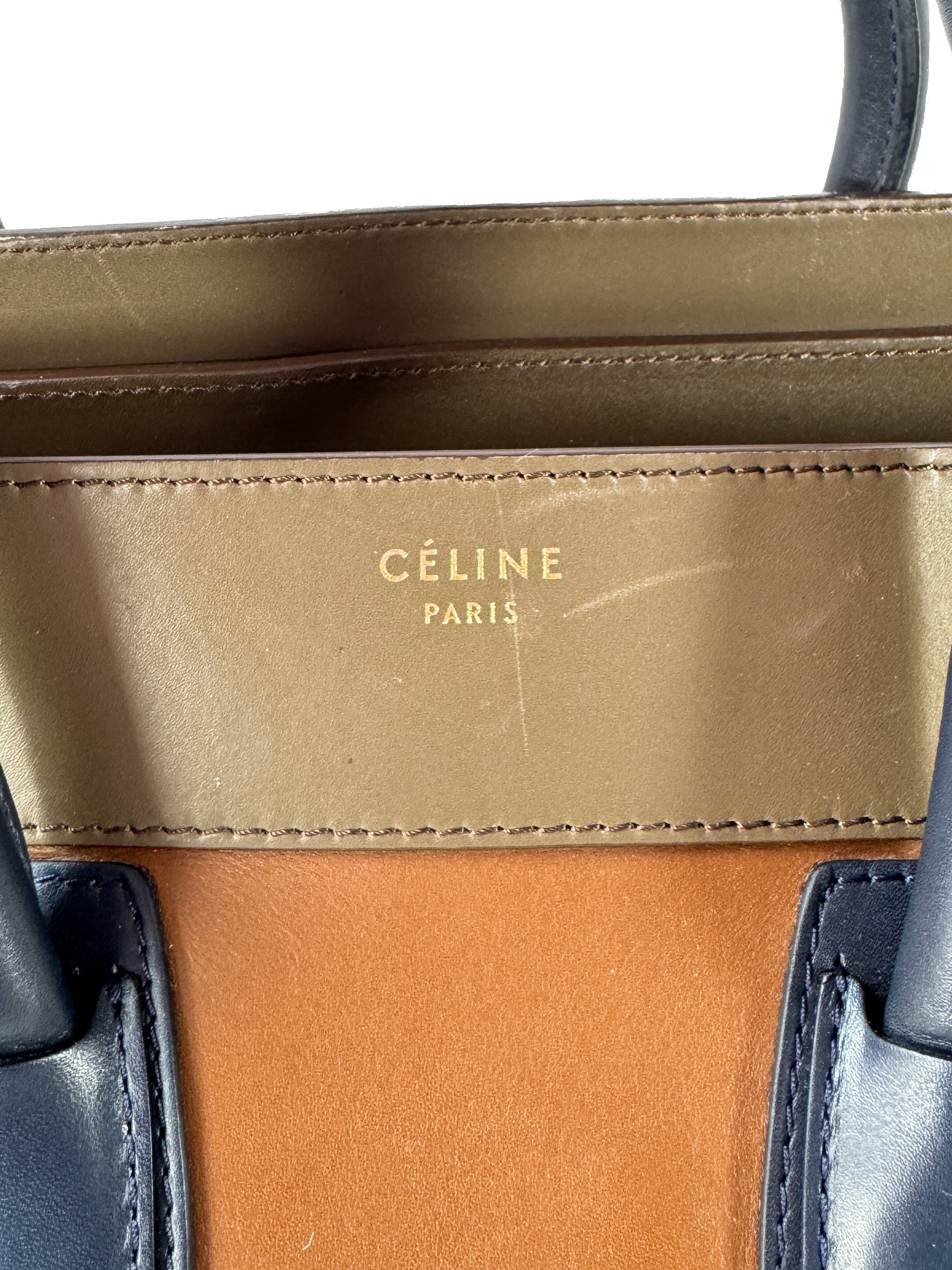 Celine navy, olive, orange luggage mini tote W-AT-0172