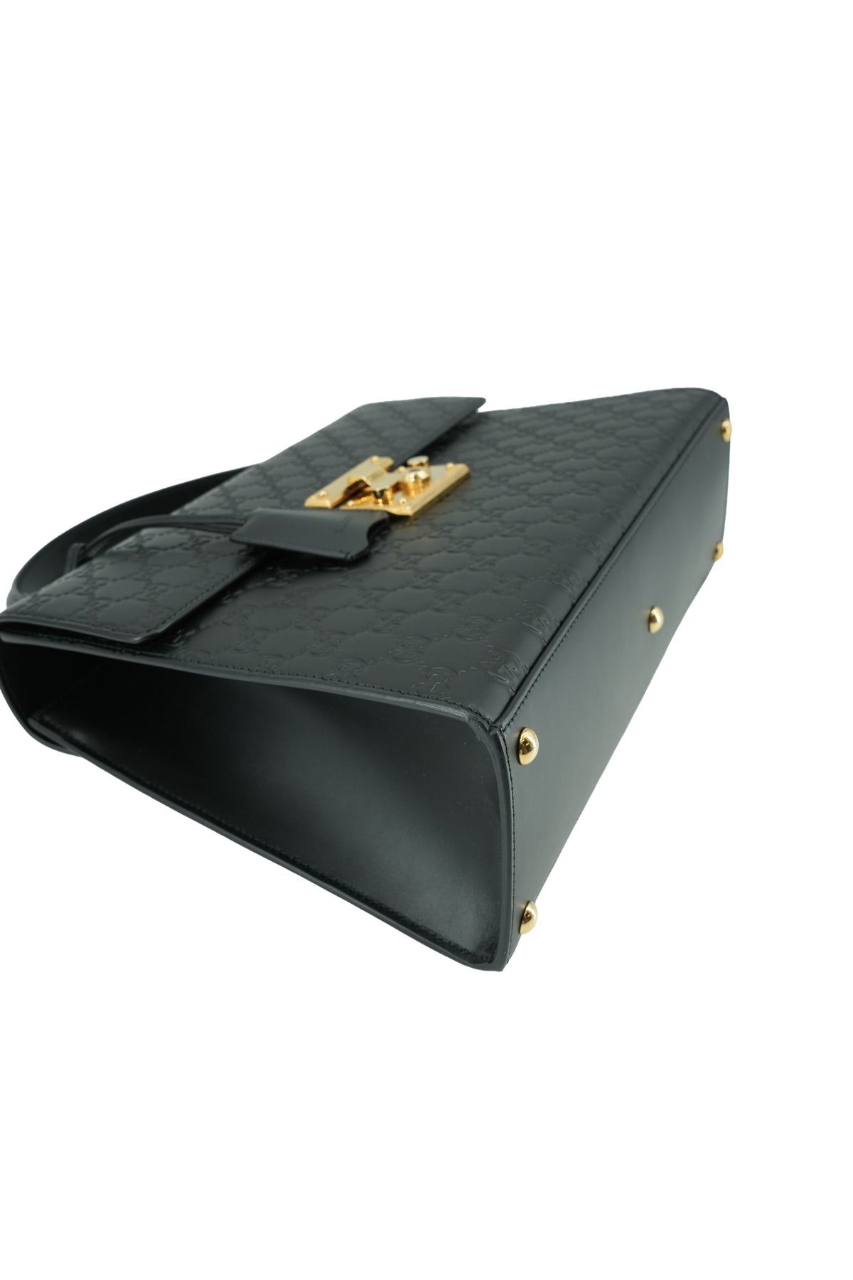 Gucci black GG padlock top handle bag 428208 520981
