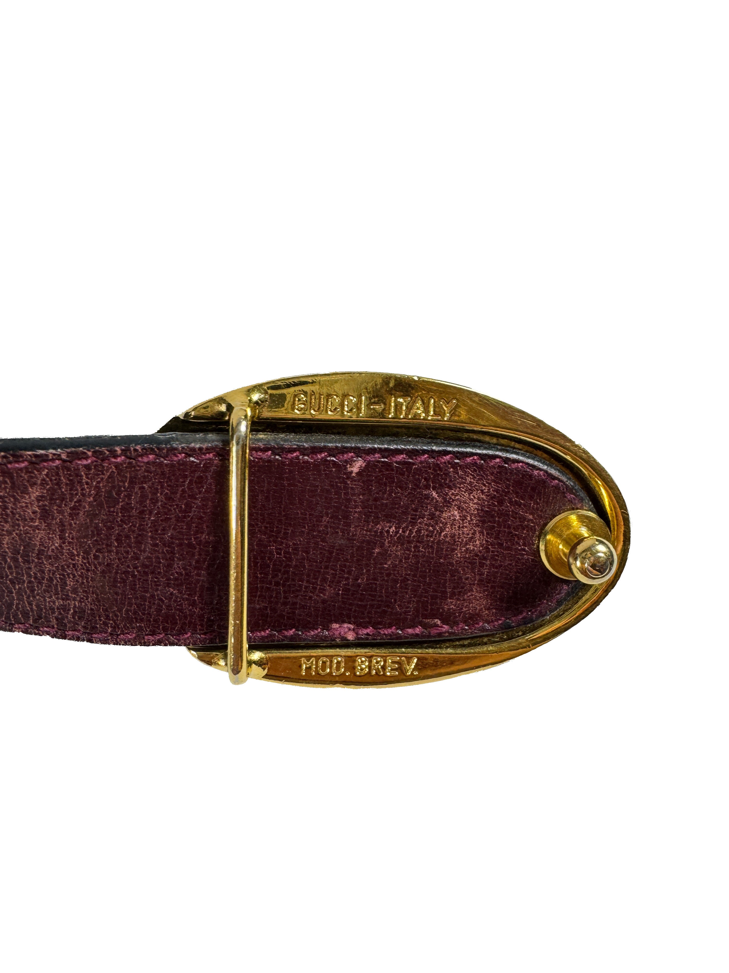 Gucci vintage navy/burgundy leather belt *as is*