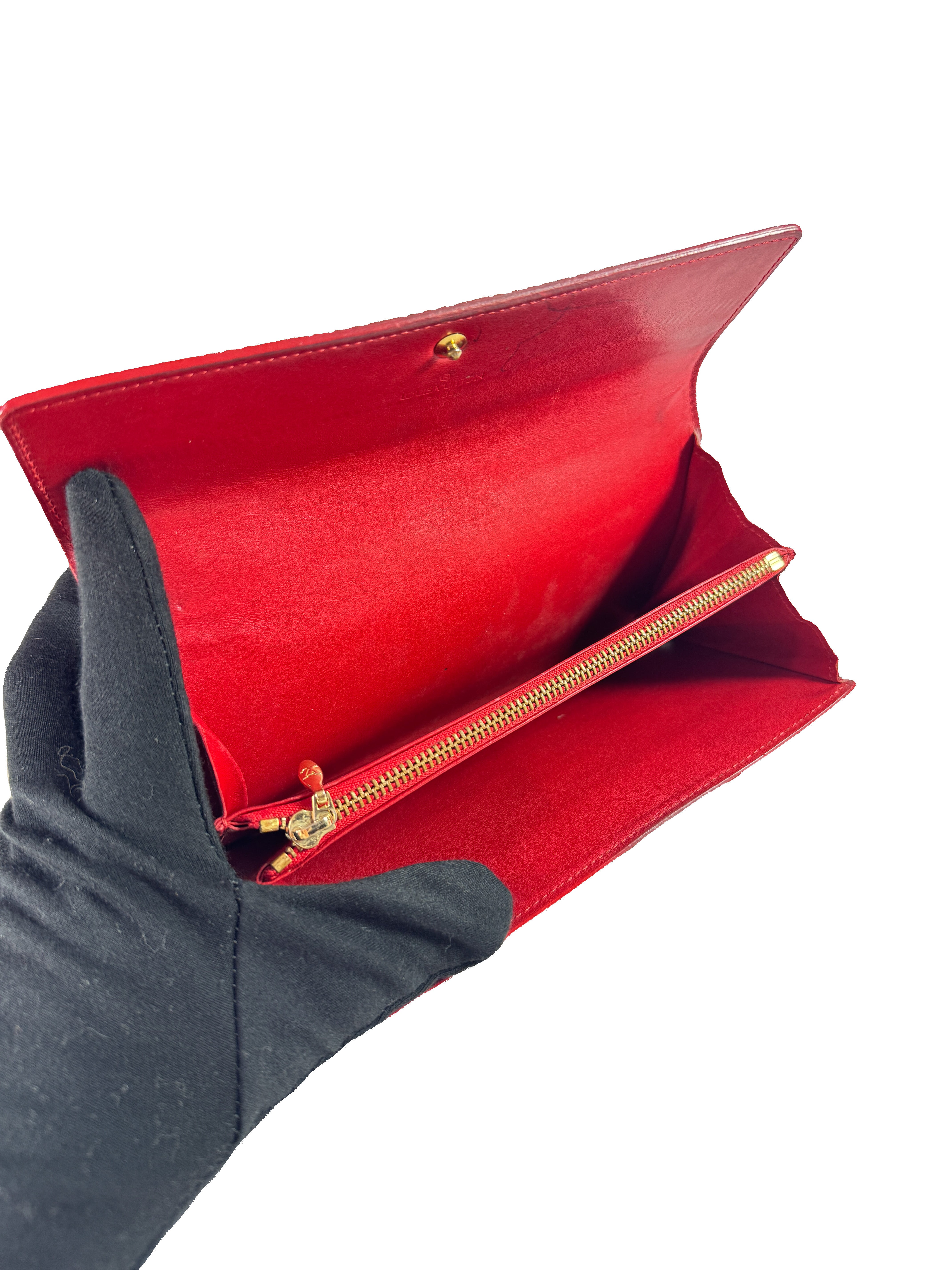 Louis Vuitton red vernis Sarah wallet TH0022 *as is*