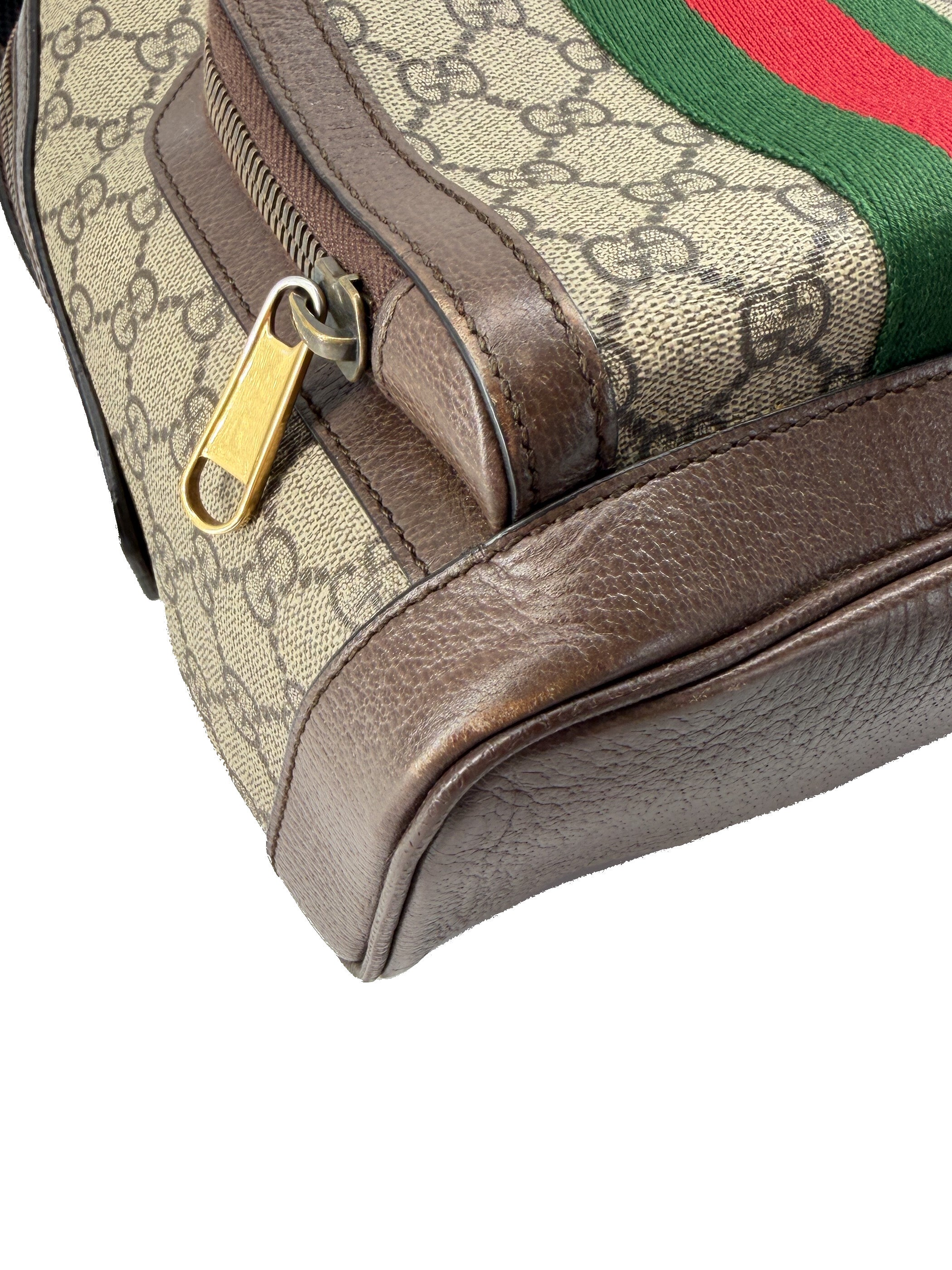 Gucci GG Supreme Monogram Calfskin Web Small Ophidia Day Backpack 547965 520981 - My Girlfriend's Wardrobe LLC