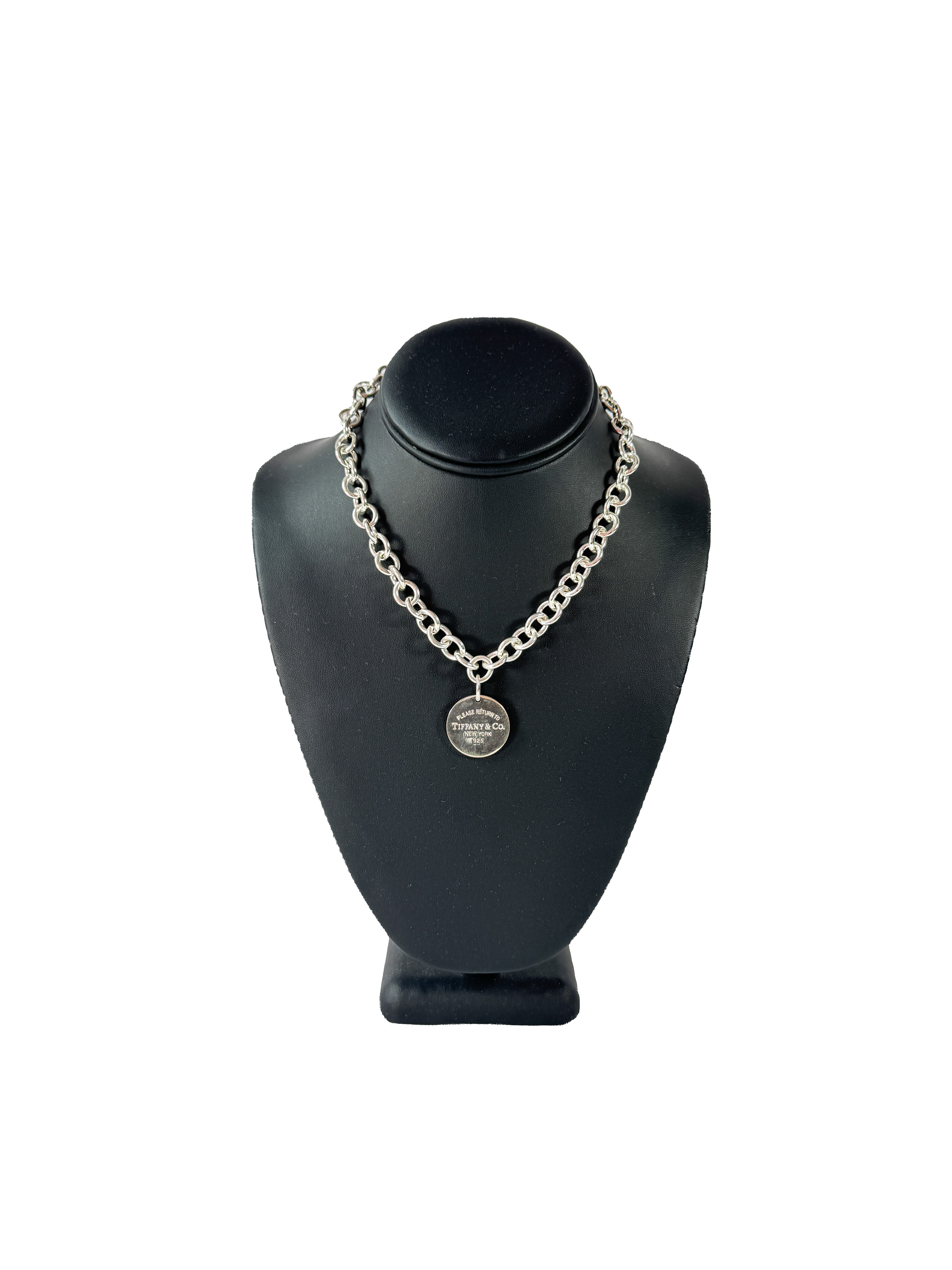 Tiffany & Co return to Tiffany round sterling silver tag necklace