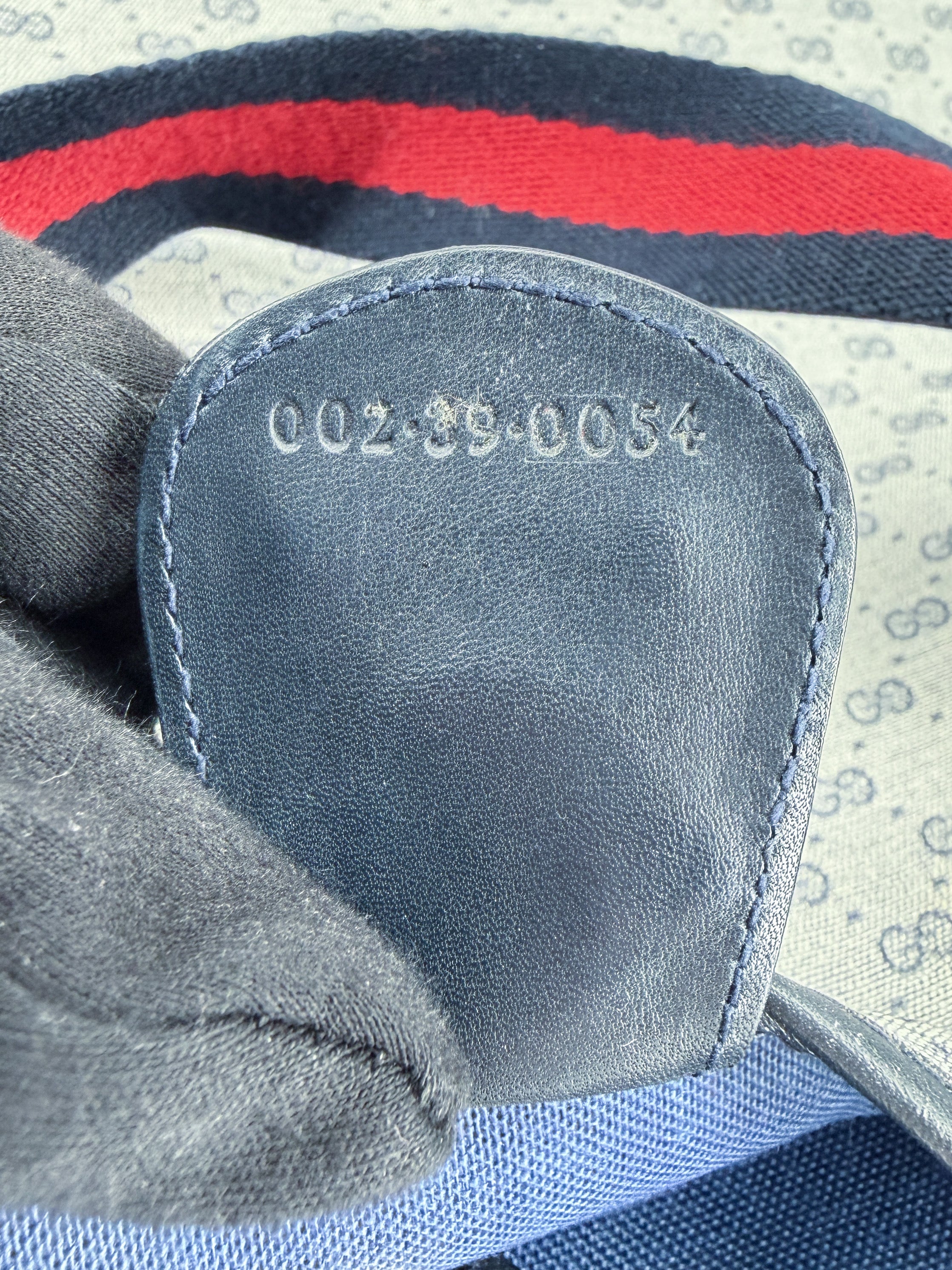 Gucci mirco GG vintage navy coated canvas tote 002-39-0054