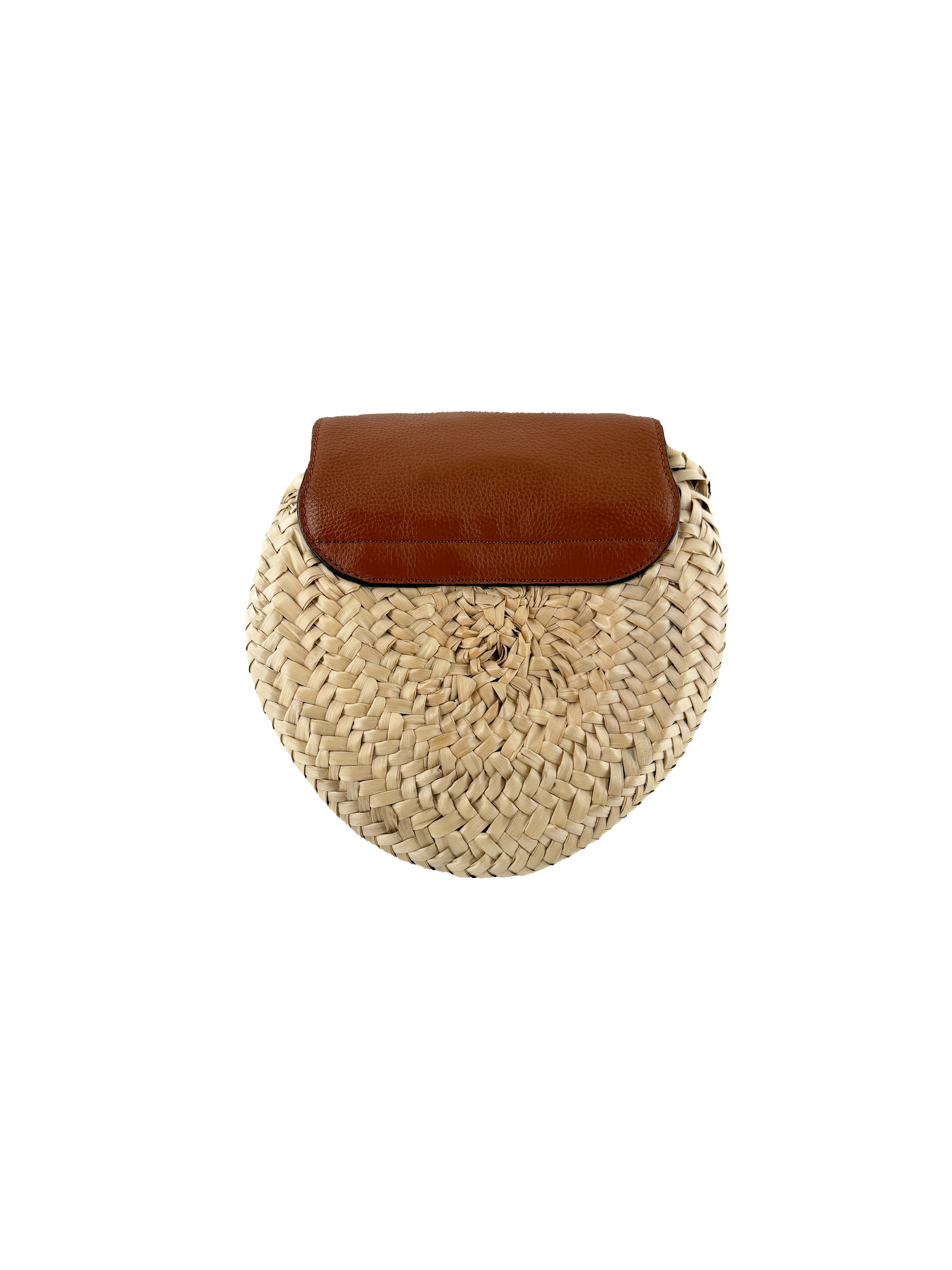 Chloé brown leather raffia Marcie crossbody 02-22-60-65