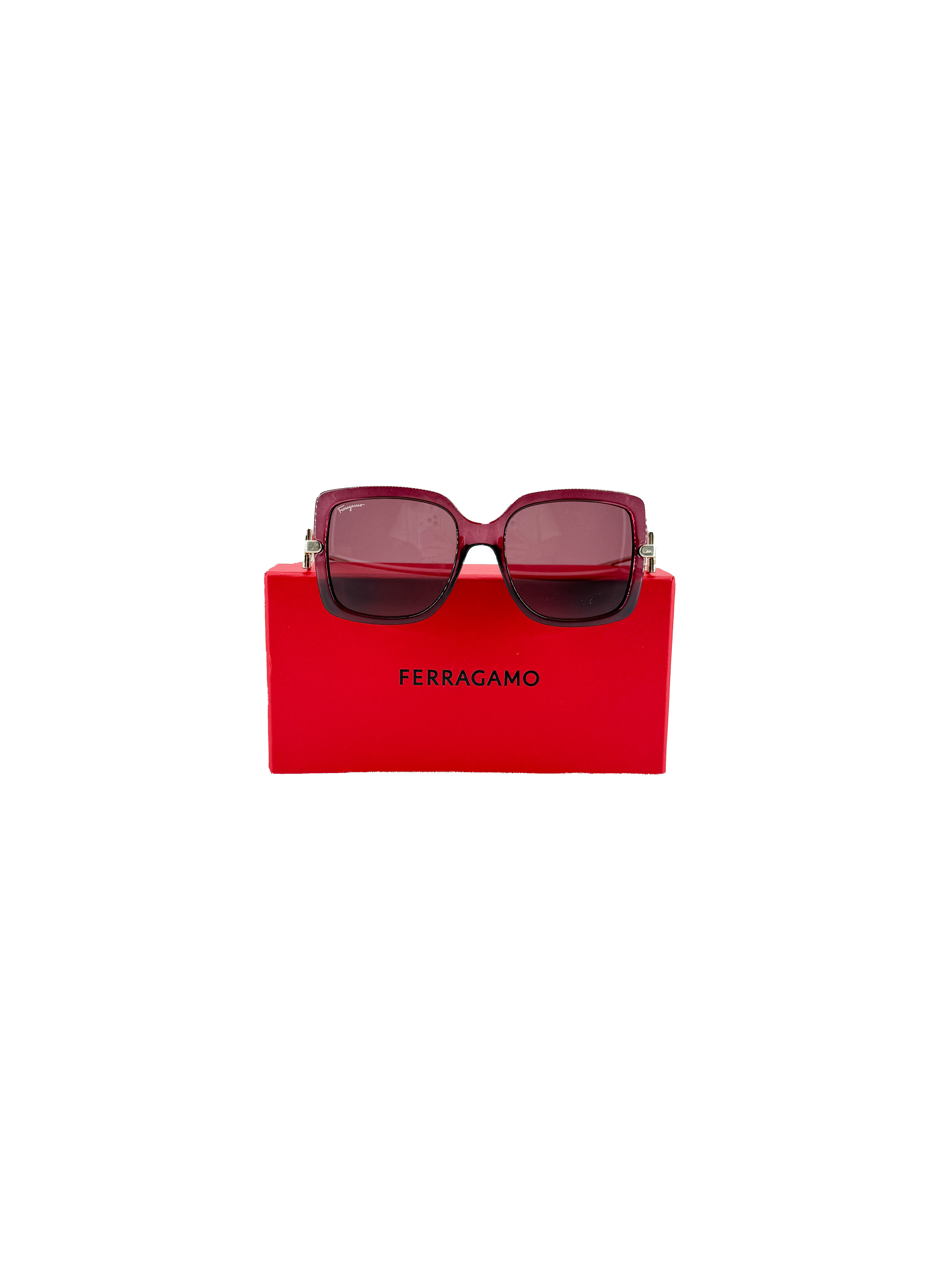 Salvatore Ferragamo pink gold oversized square sunglasses SF913S *case*
