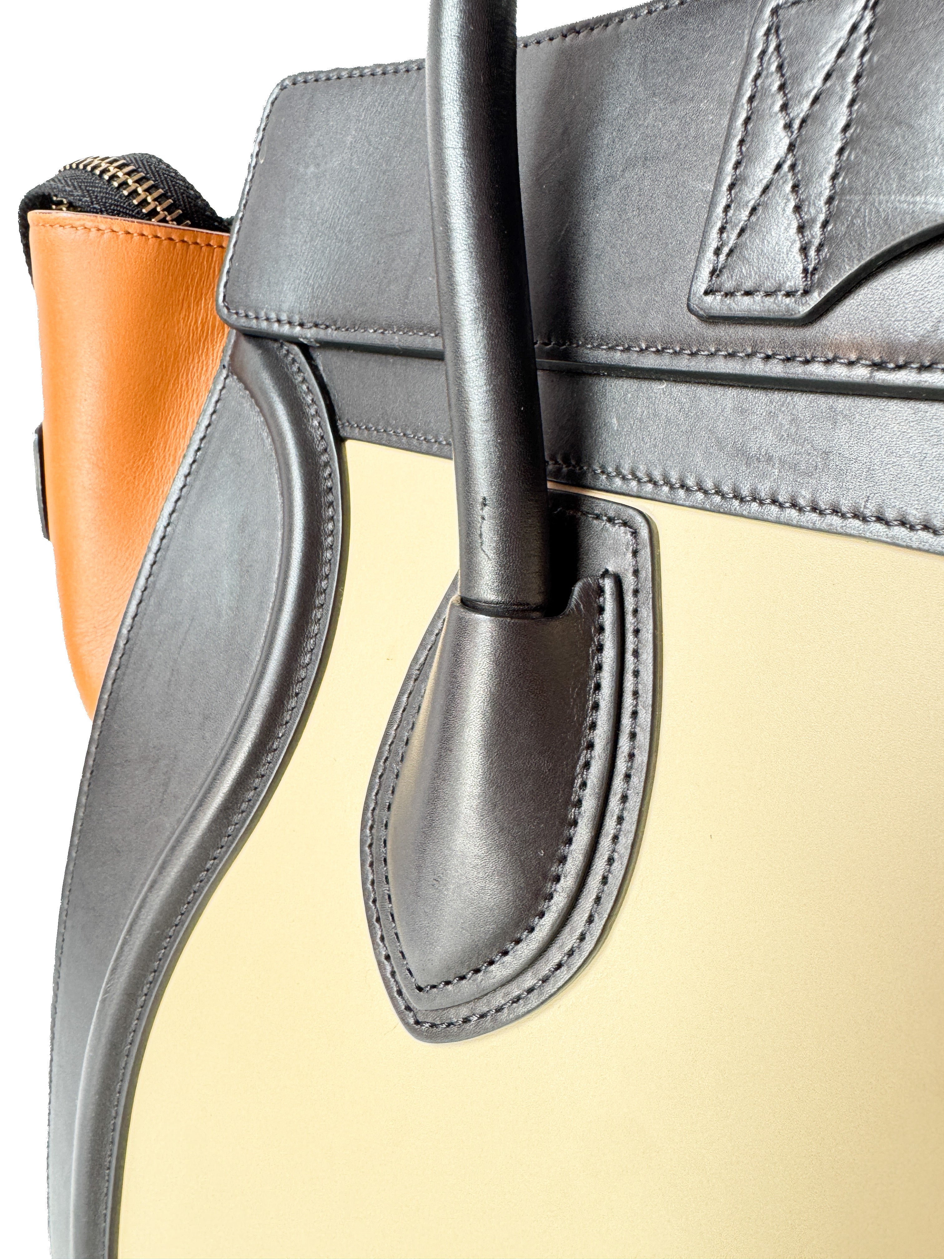 Celine Tricolor cream/black/brown Luggage Bag Leather Mini F-CU-0144