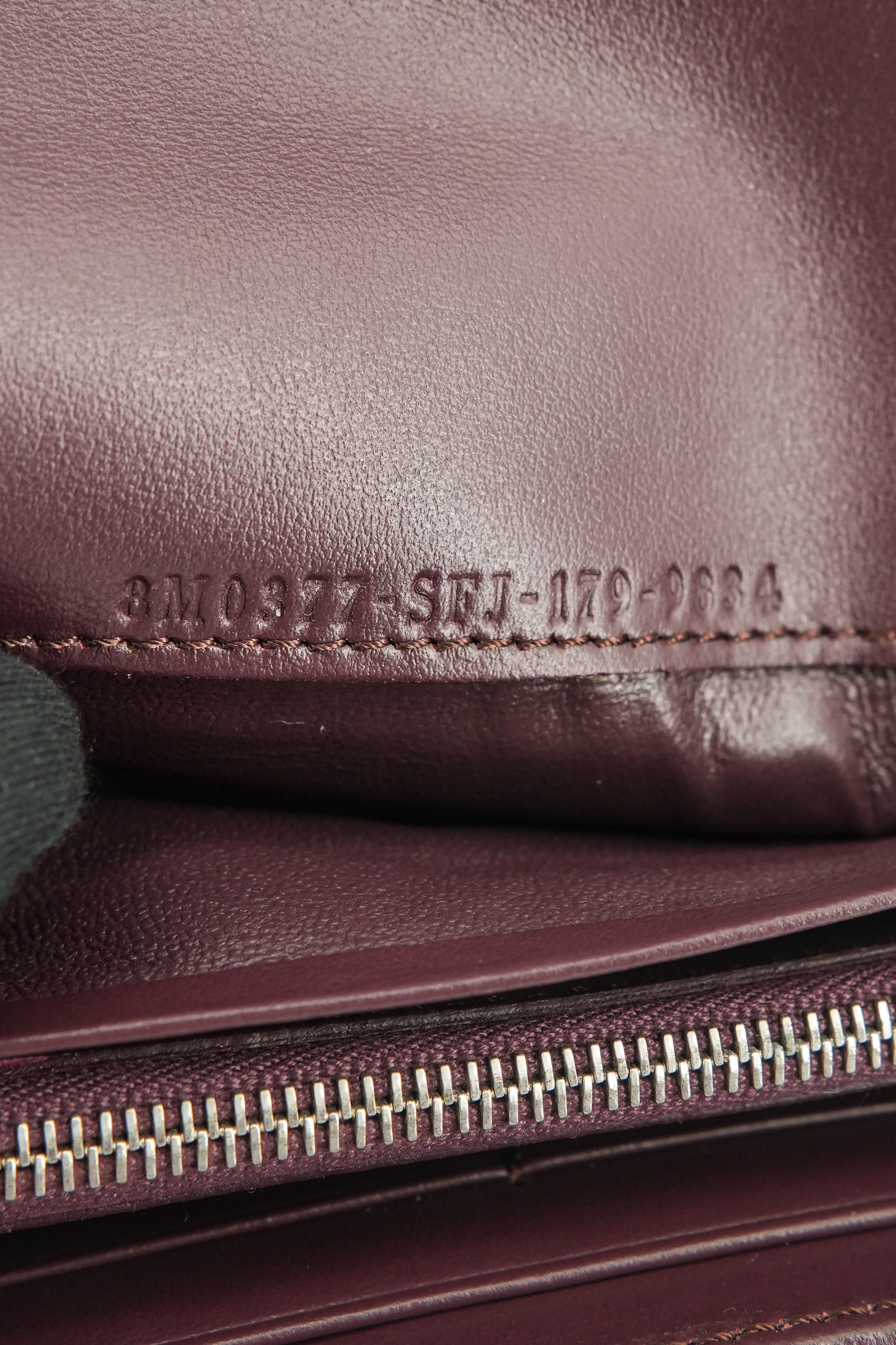 Fendi burgundy long Peekaboo wallet 9834 BOX