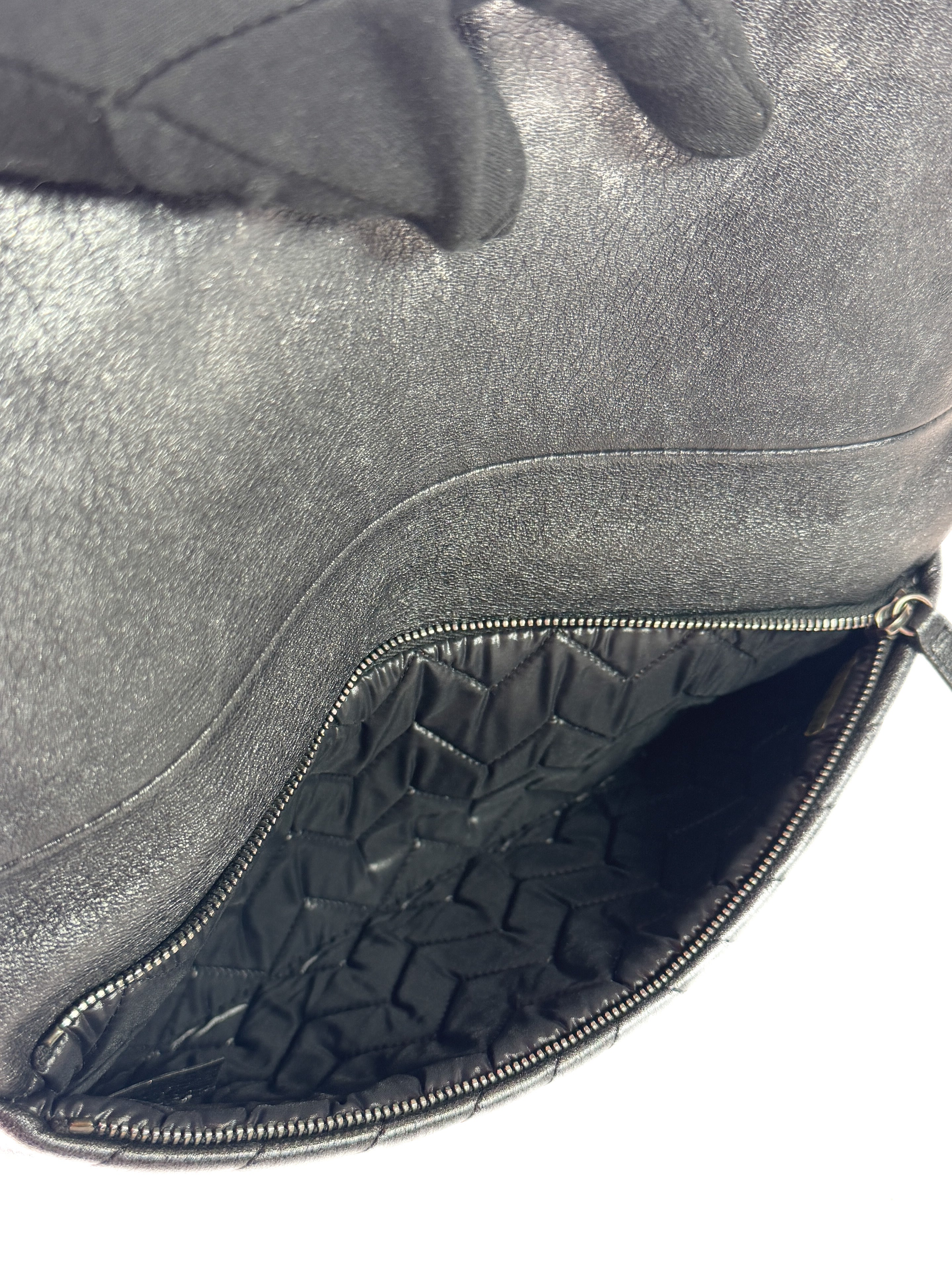 Chanel pewter chevron CC beauty clutch 21254464