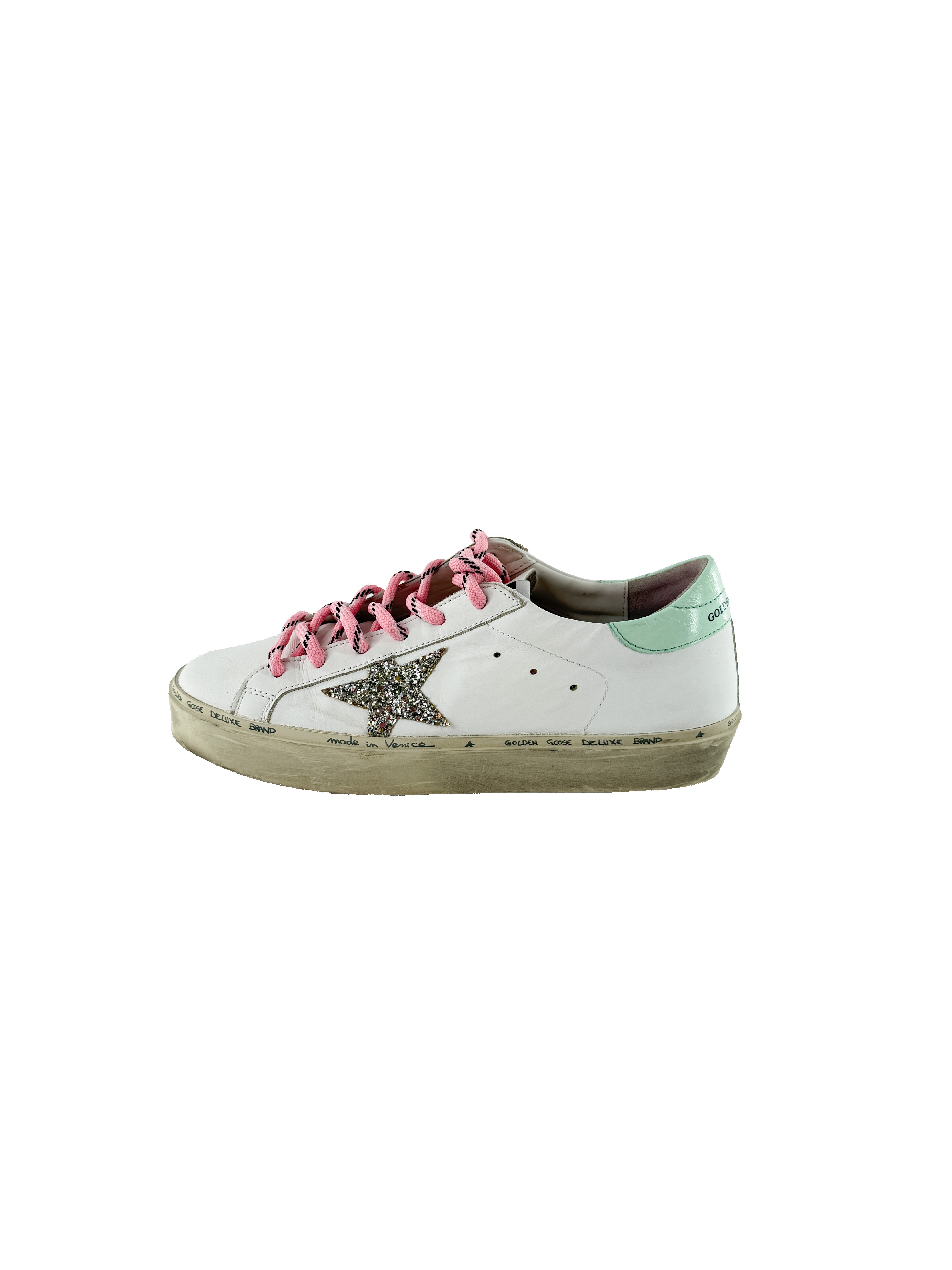 Golden Goose hi star white, pink, mint sneakers size 40 NEW