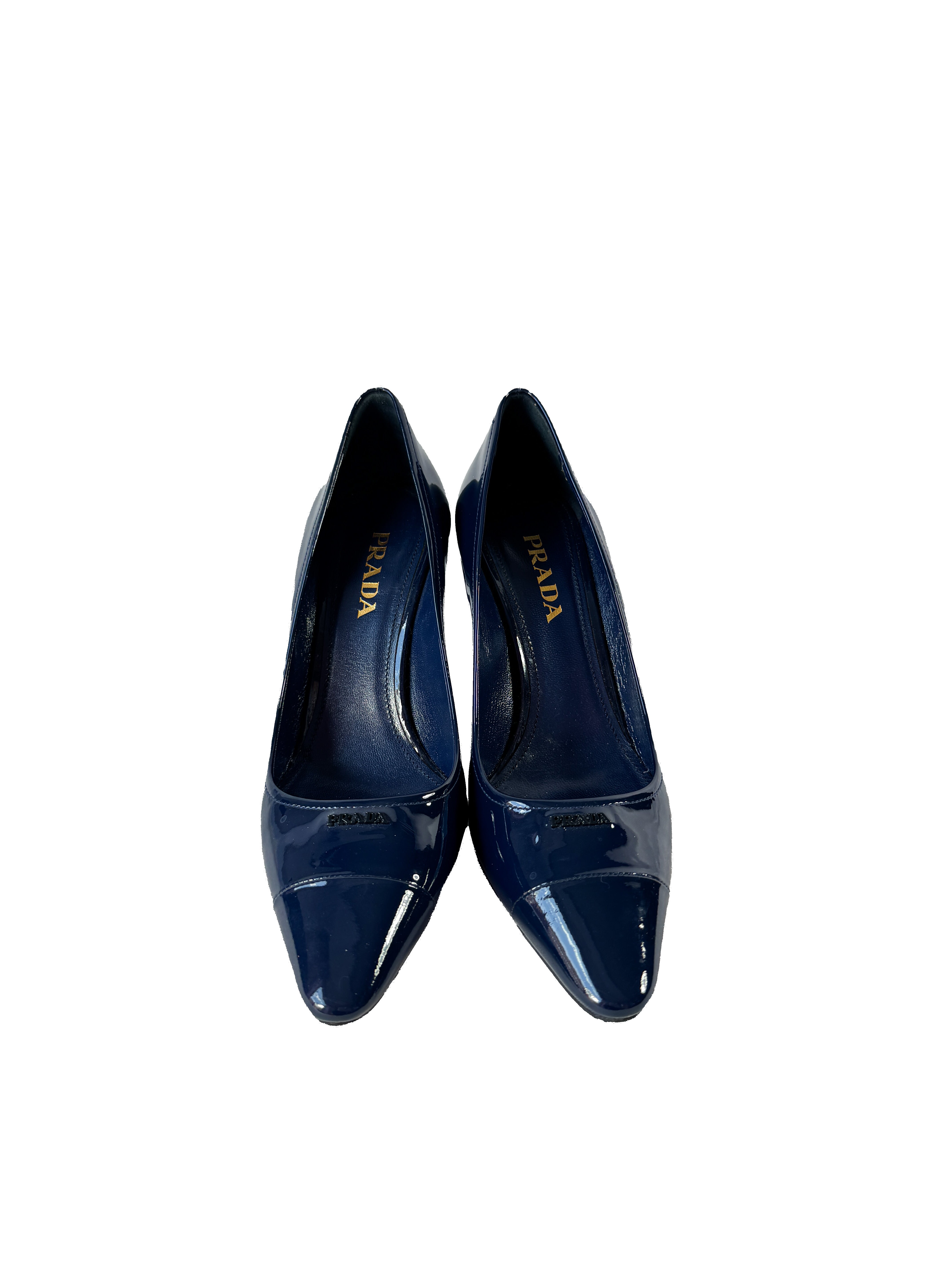 Prada navy patent leather pumps size 37.5