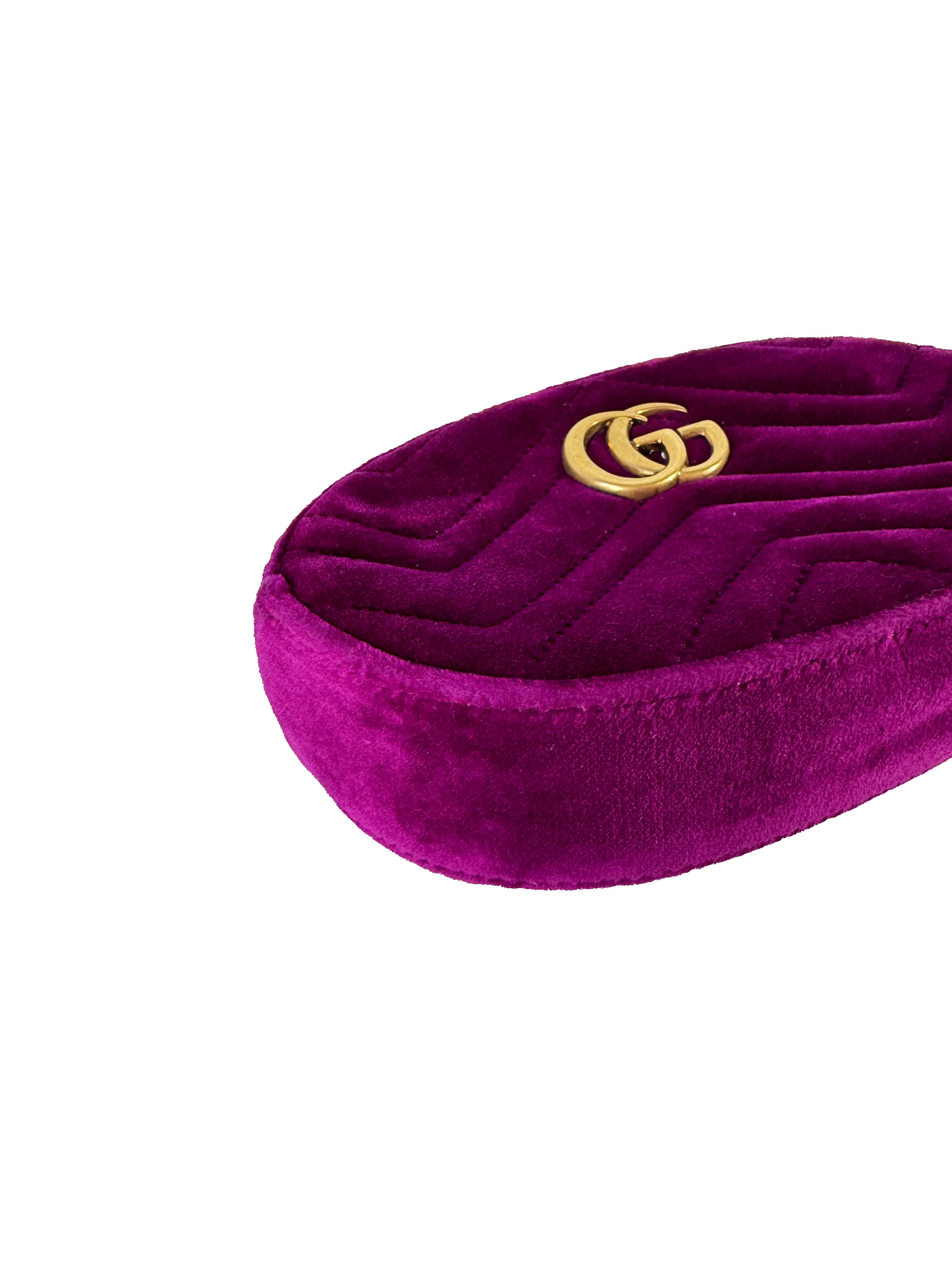 Gucci purple velvet Marmont belt bag 476434 493075