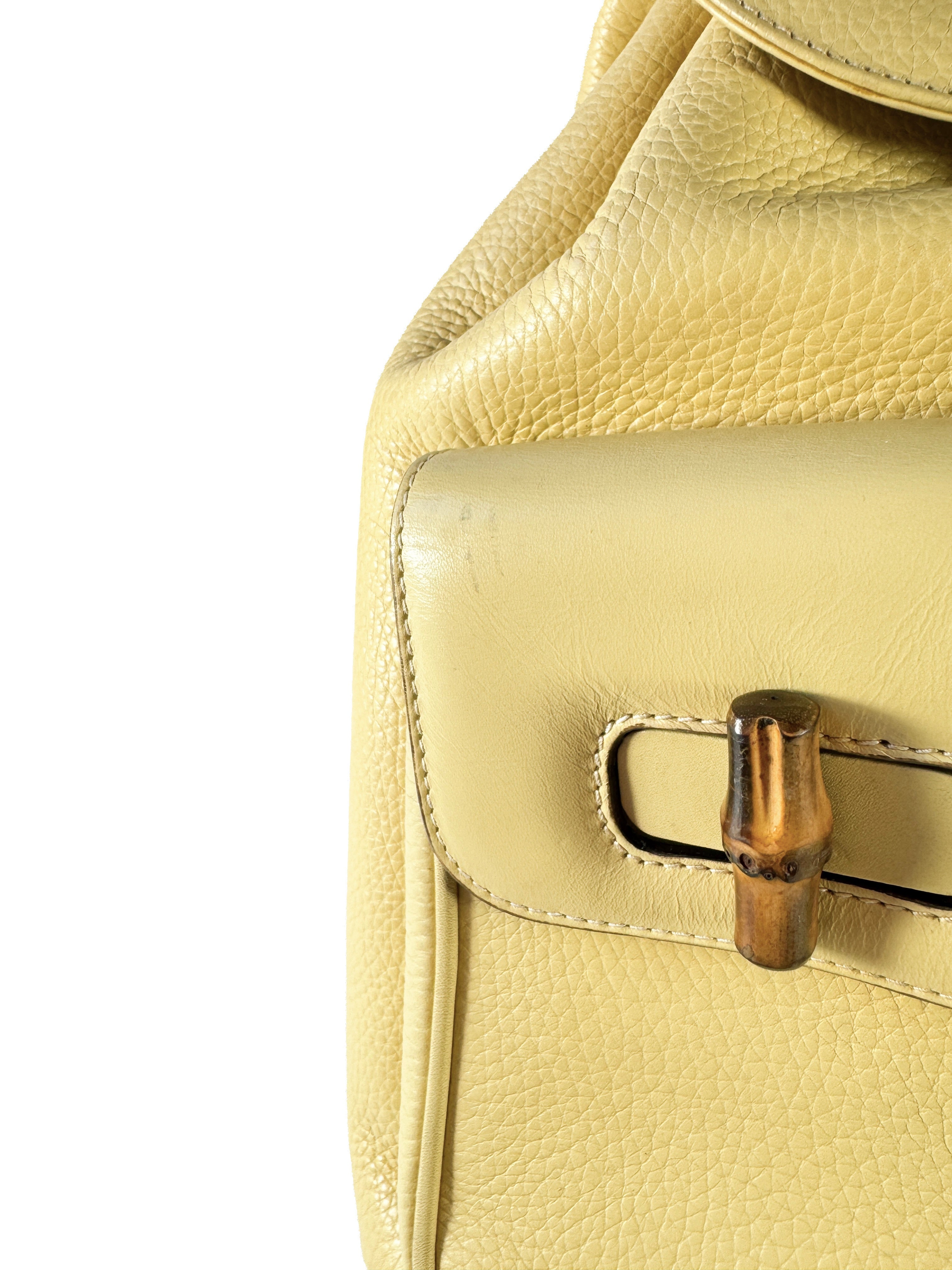 Gucci yellow leather vintage Bamboo backpack 003-58-0016