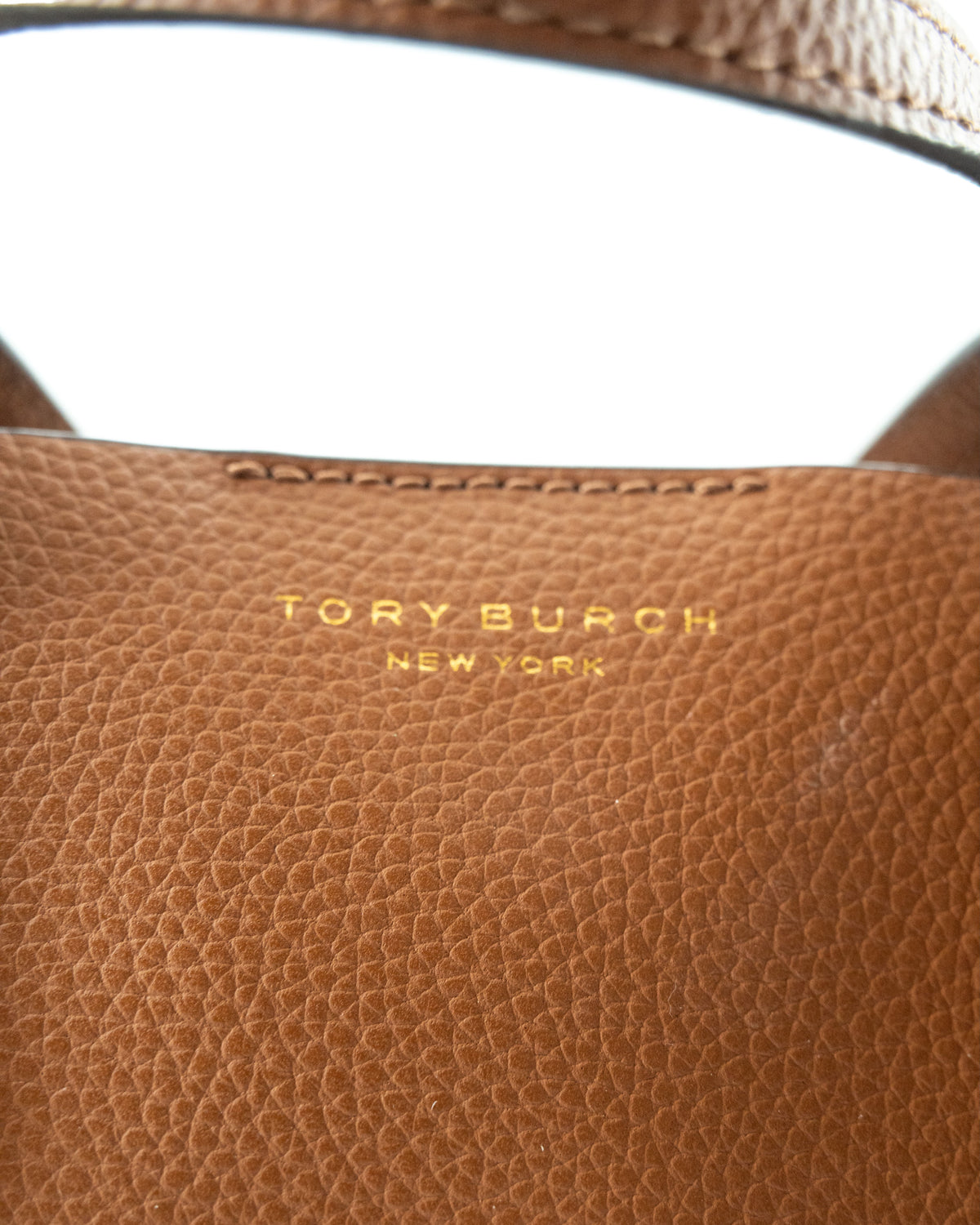 Tory Burch brown leather small Perry triple compartment tote