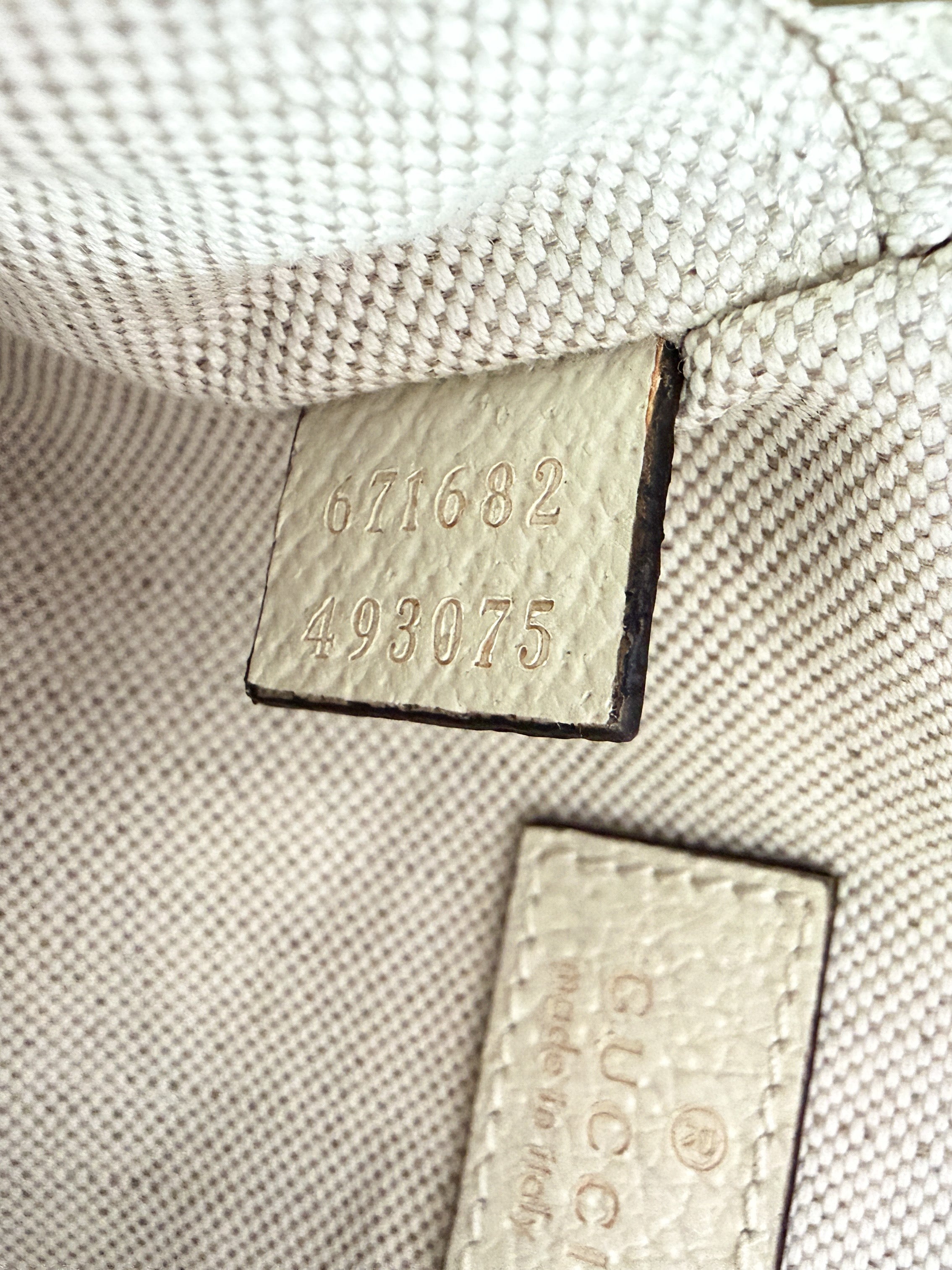 Gucci Ophidia Top Handle Crossbody Bag GG Coated Canvas Mini White 671682 493075