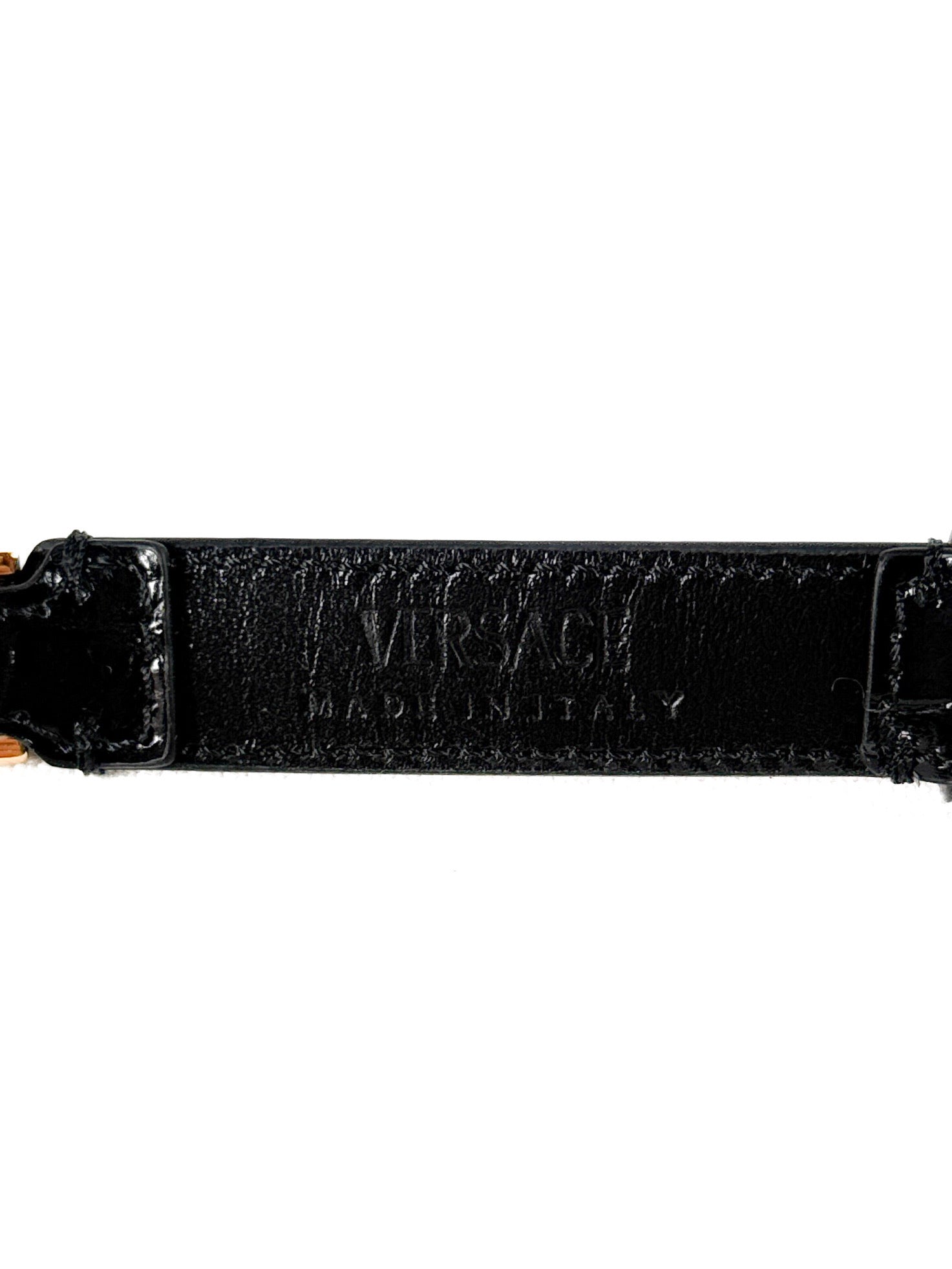 Versace black leather croc embossed Medusa 95 bracelet NWT