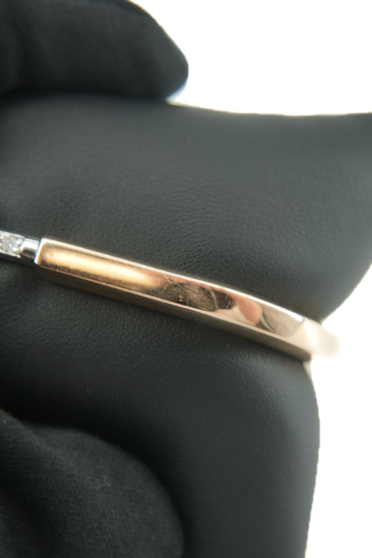 Tiffany & Co 18k rose gold and white gold diamond lock bangle 221007