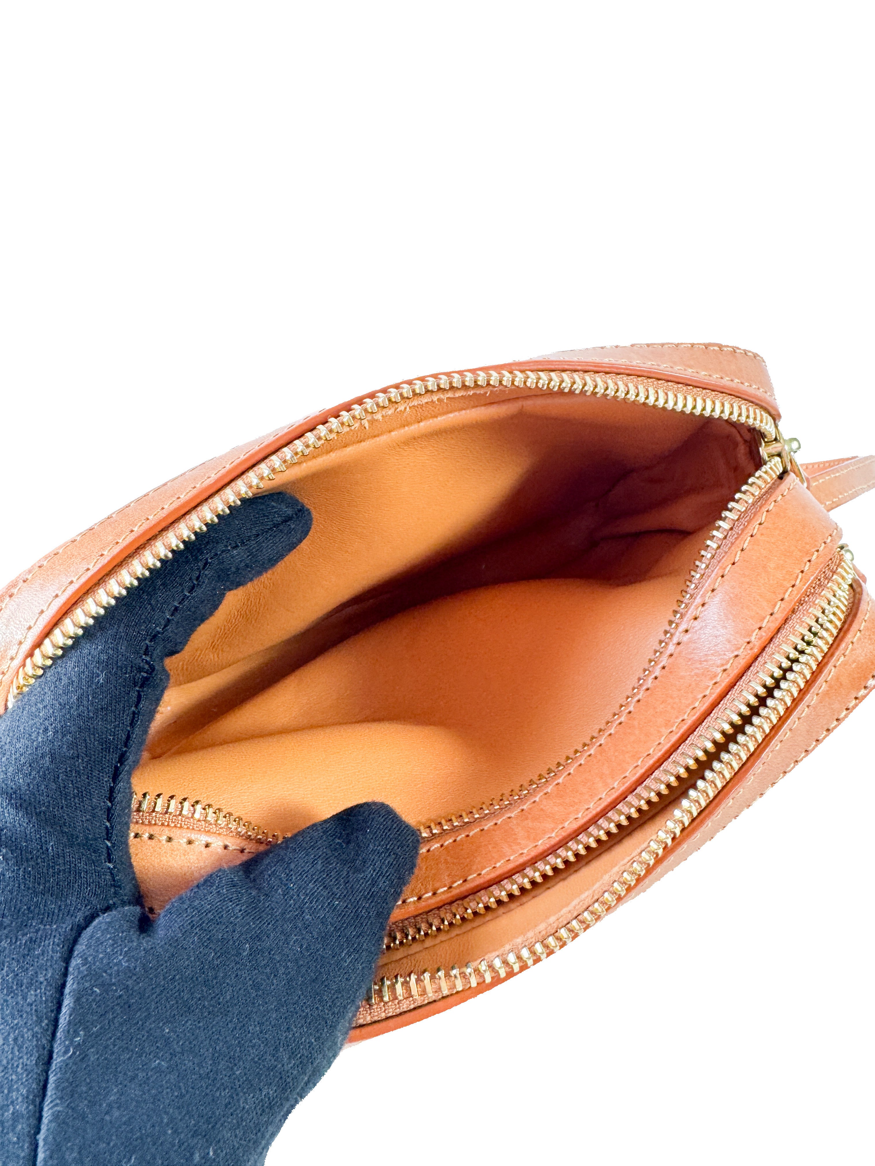 Mansur Gavriel brown leather double zip crossbody