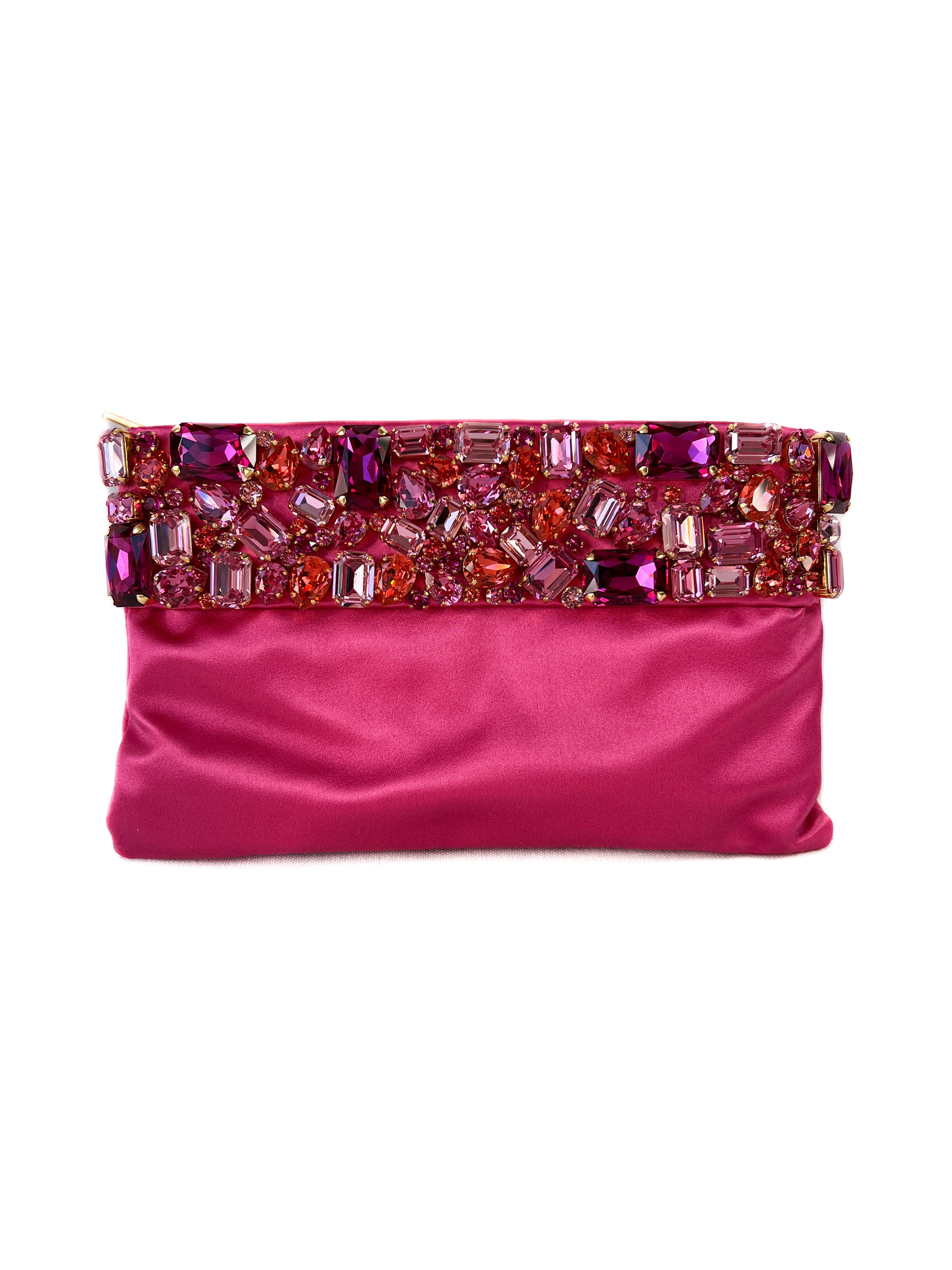 Prada hot pink Raso Ricamo satin clutch