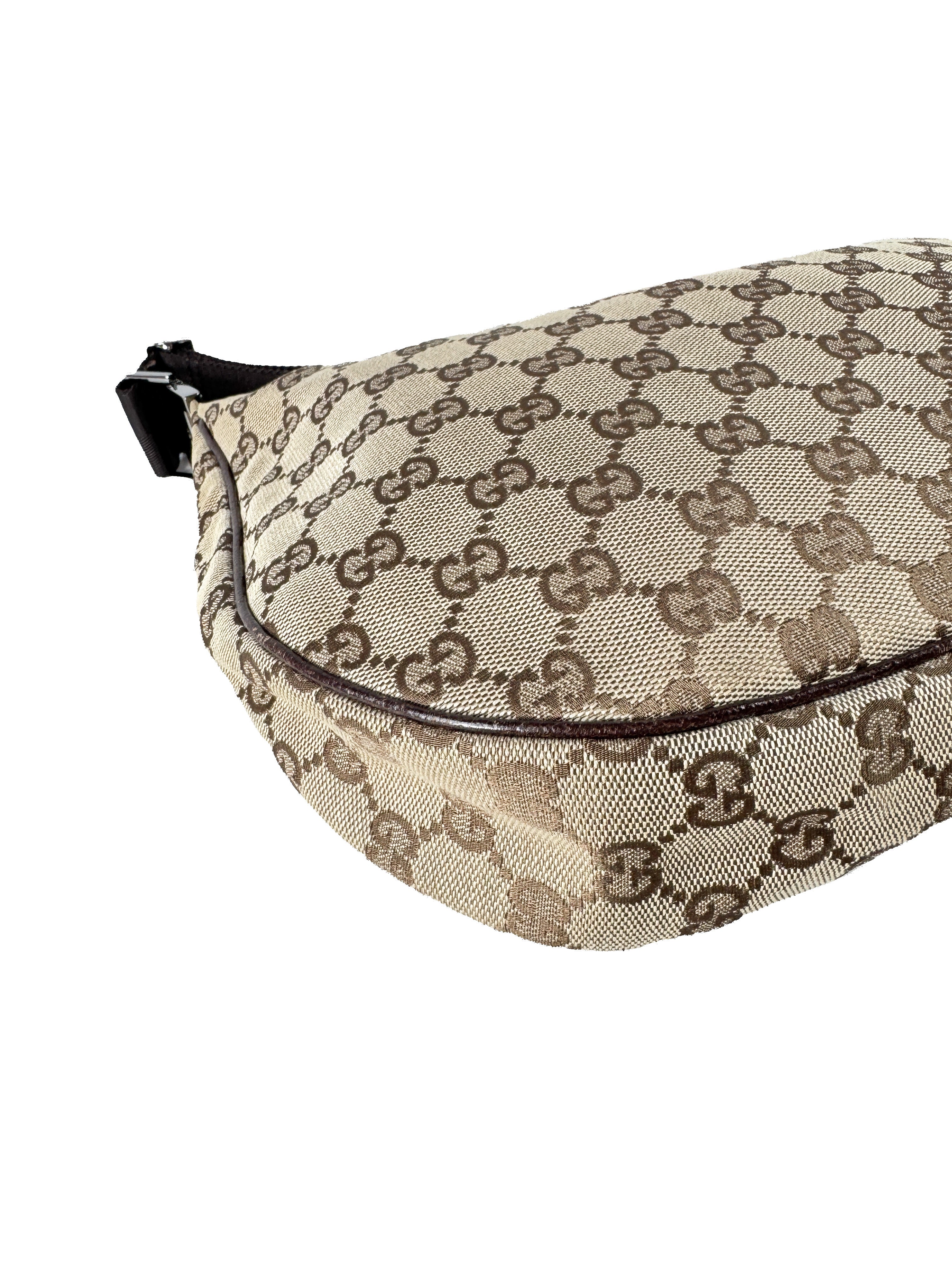 Gucci brown GG half moon canvas bag 122790001998