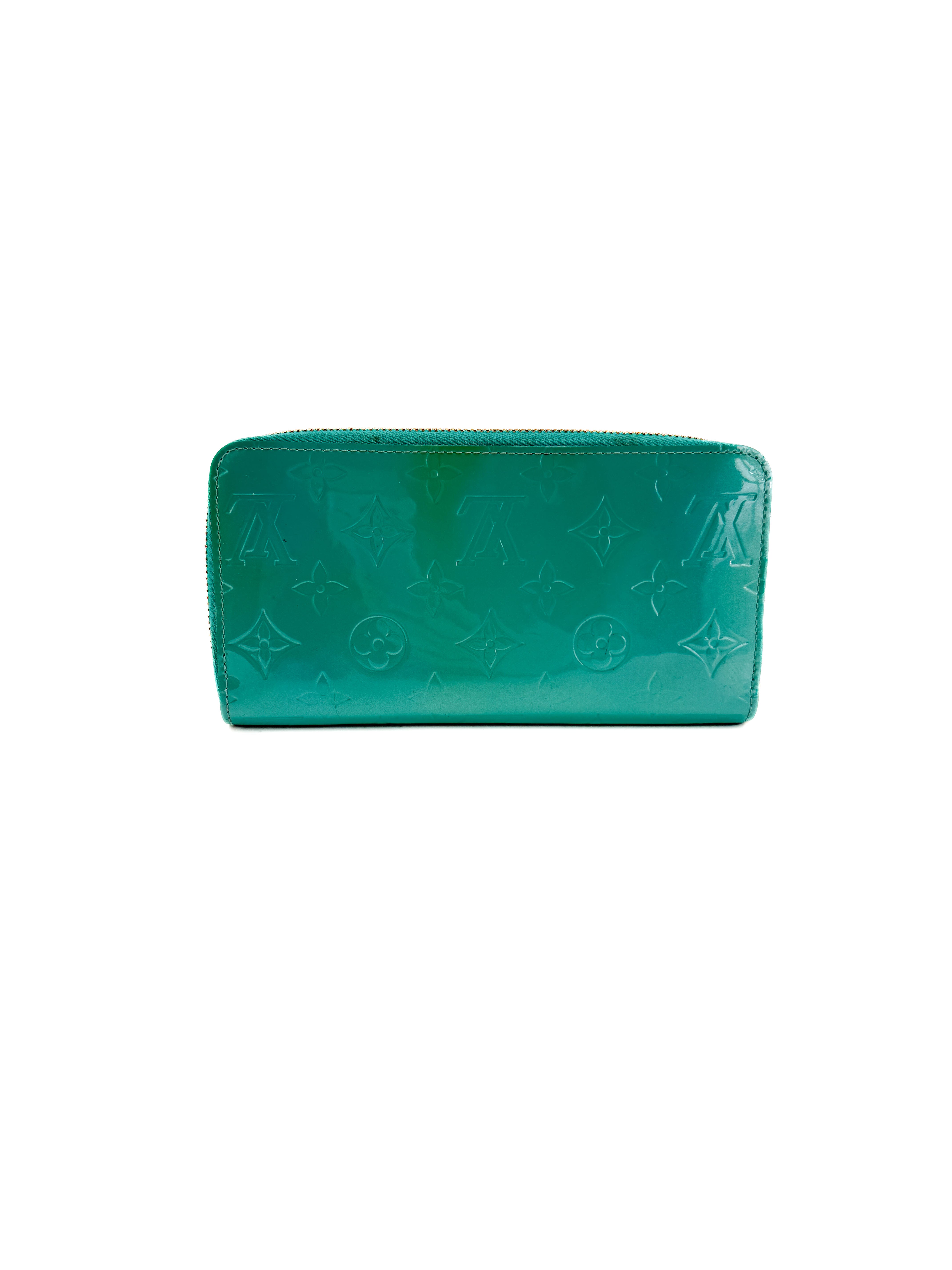 Louis Vuitton monogram vernis turquoise zippy wallet CA1122 *as is*