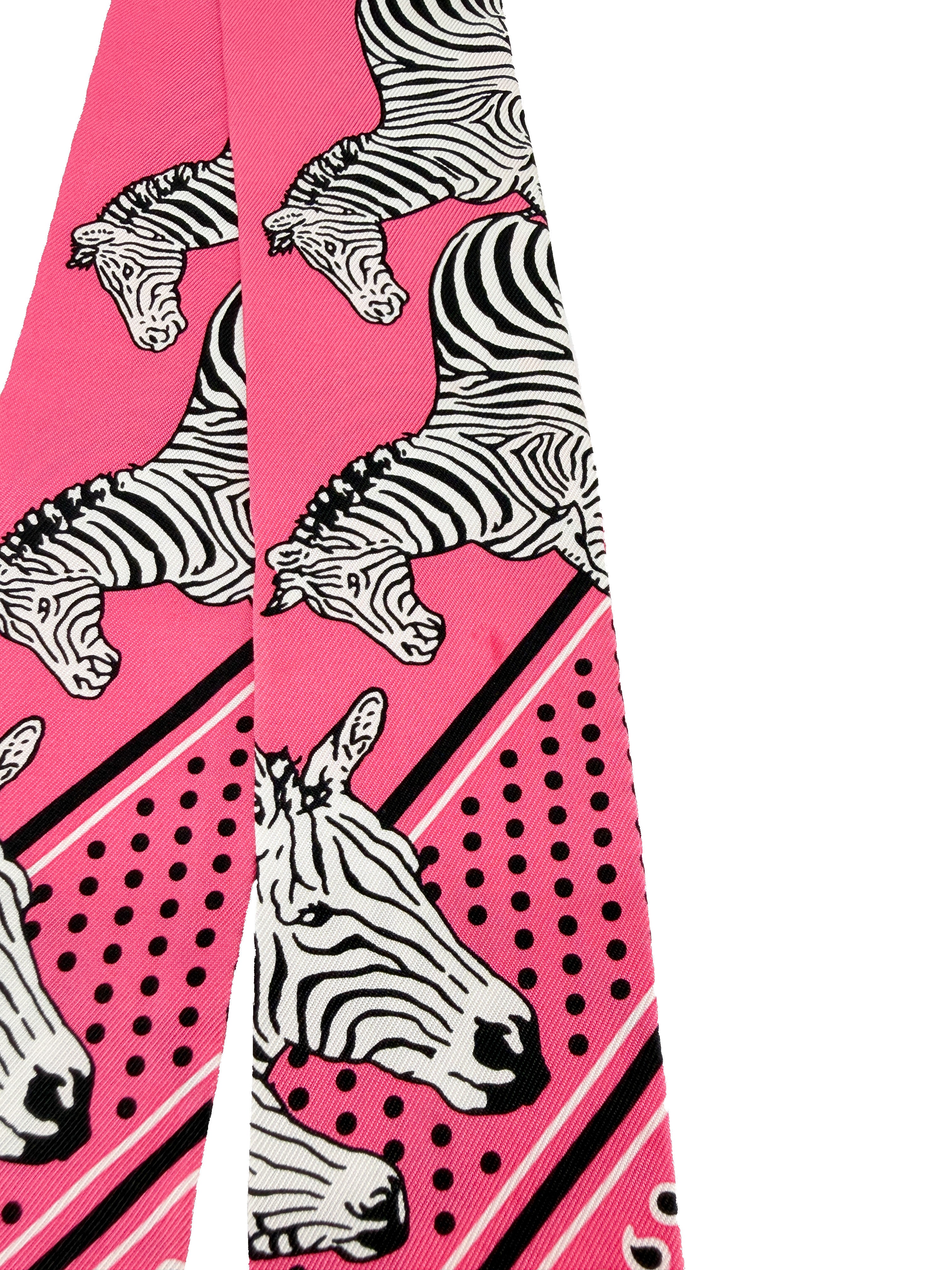 Hermès Les Zebra twilly pink