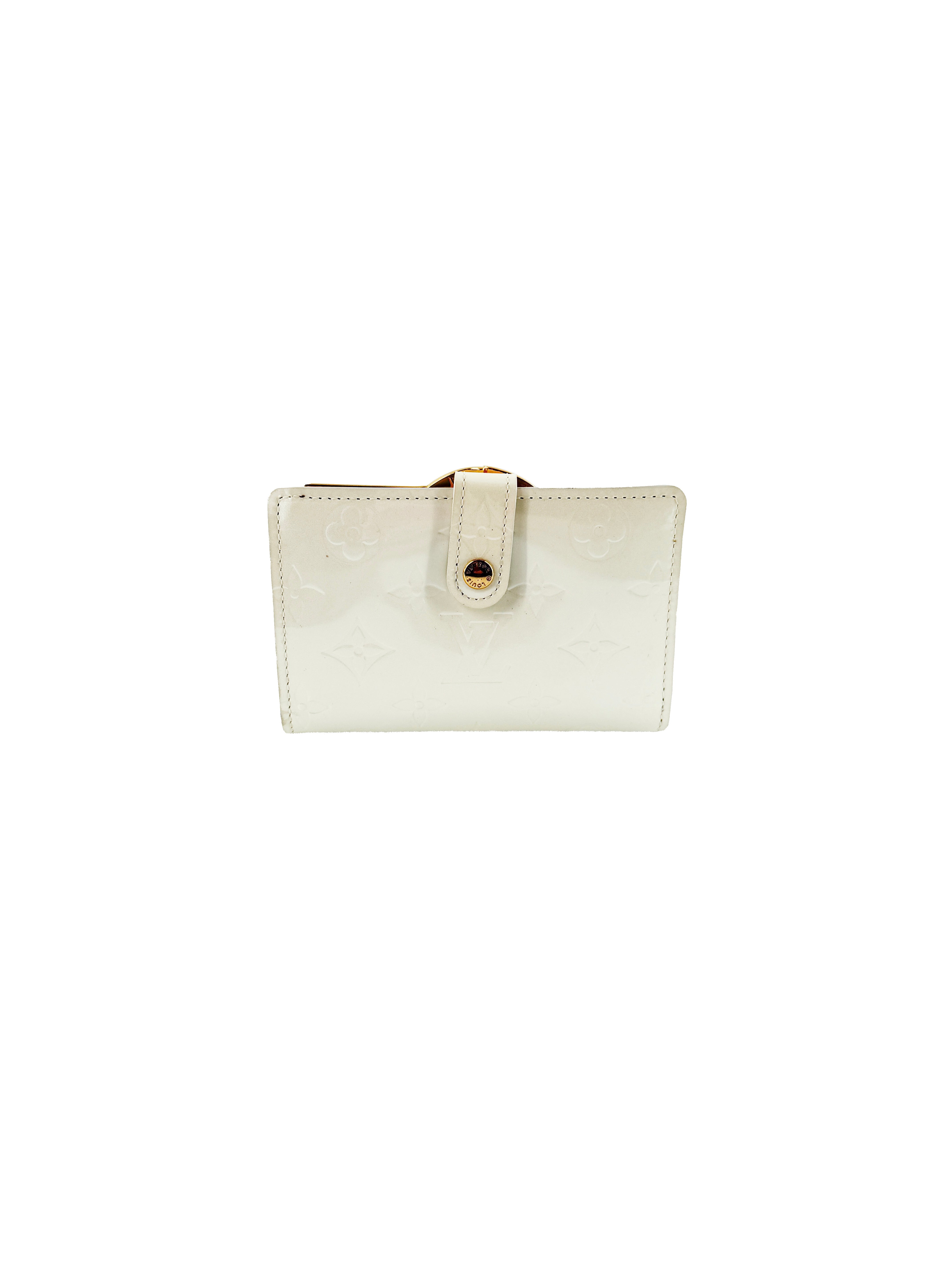 Louis Vuitton white vernis French purse wallet MI3077