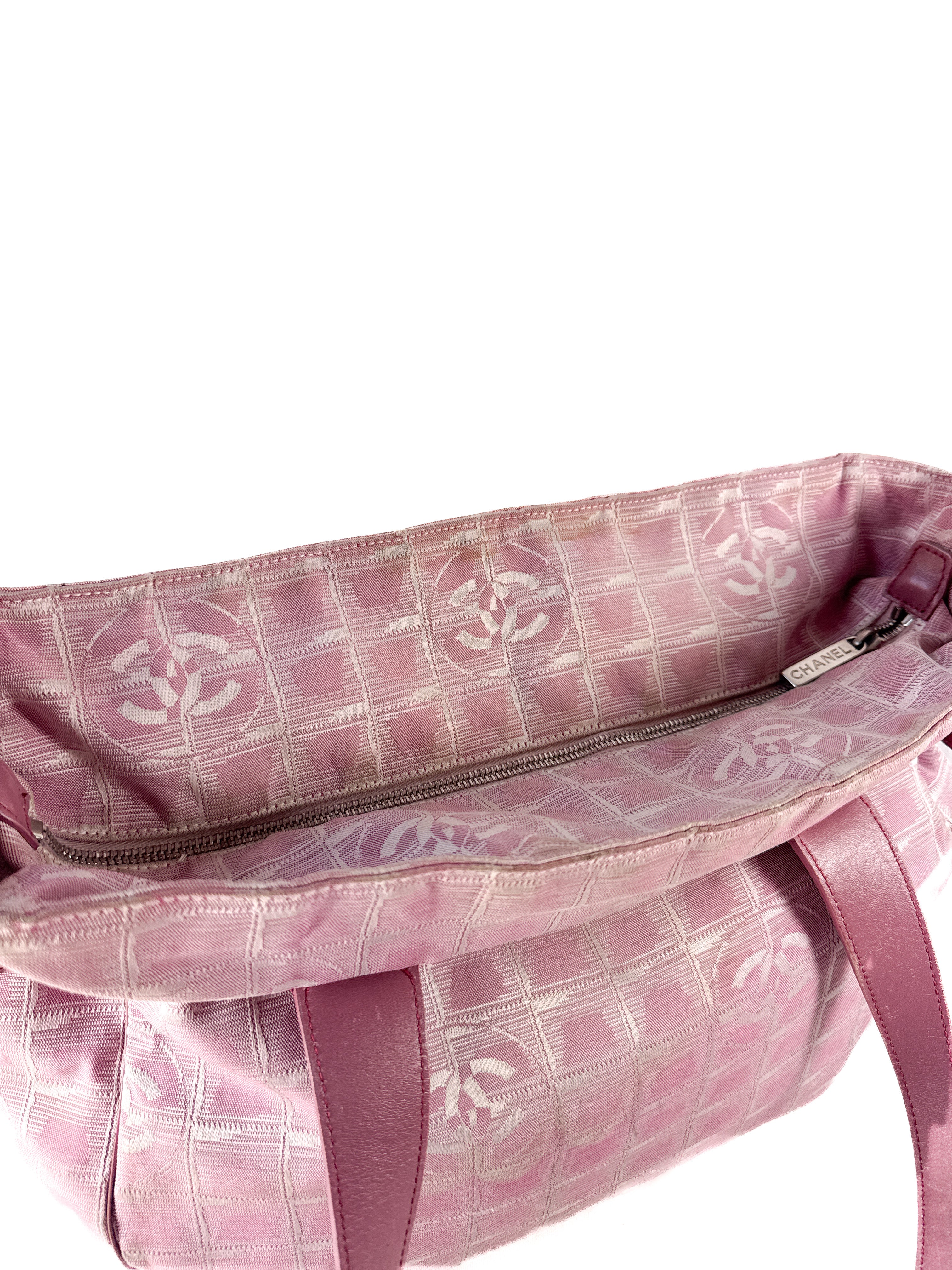 Chanel pink nylon travel line tote 6832897