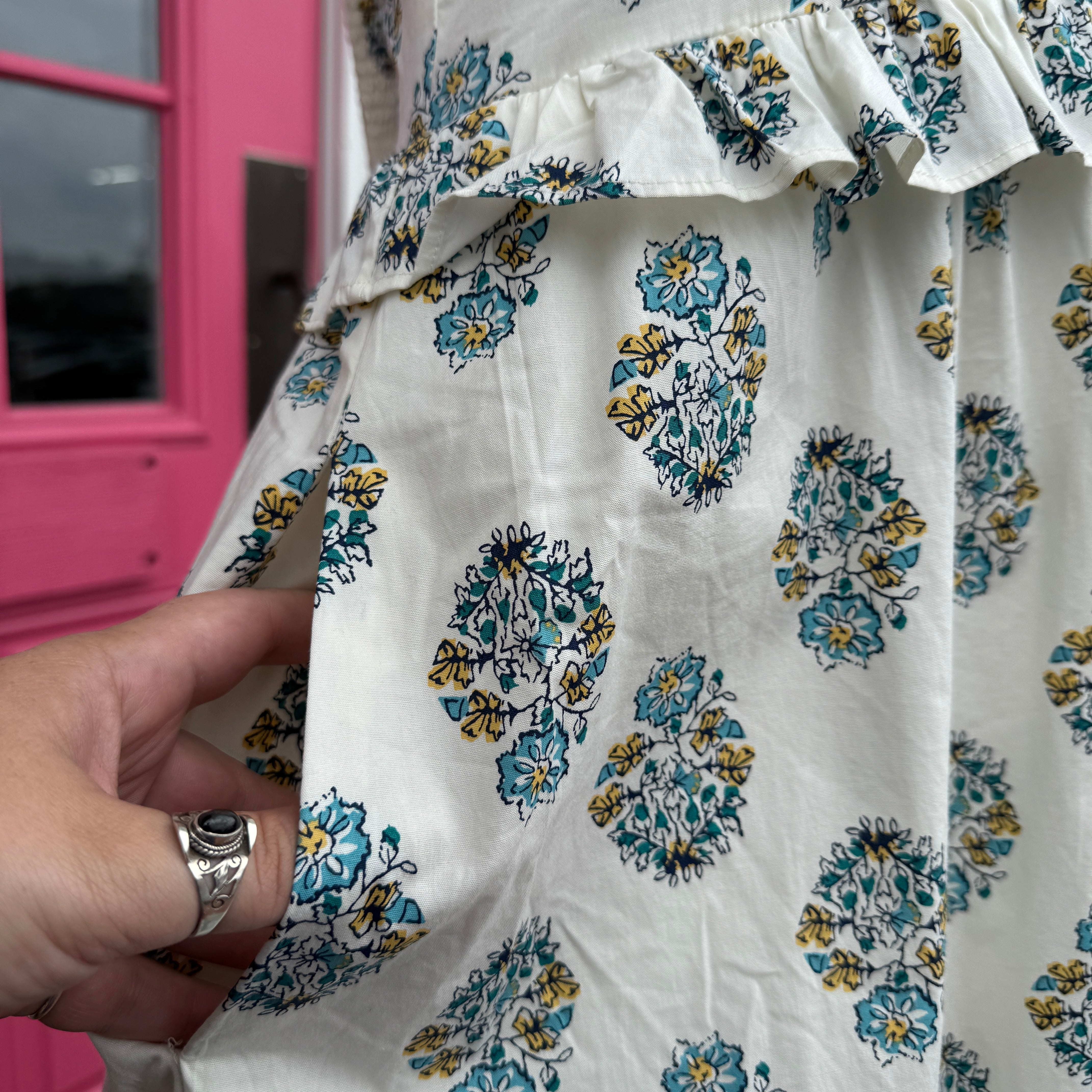 J. Crew white blue floral tank dress size 14 NWT