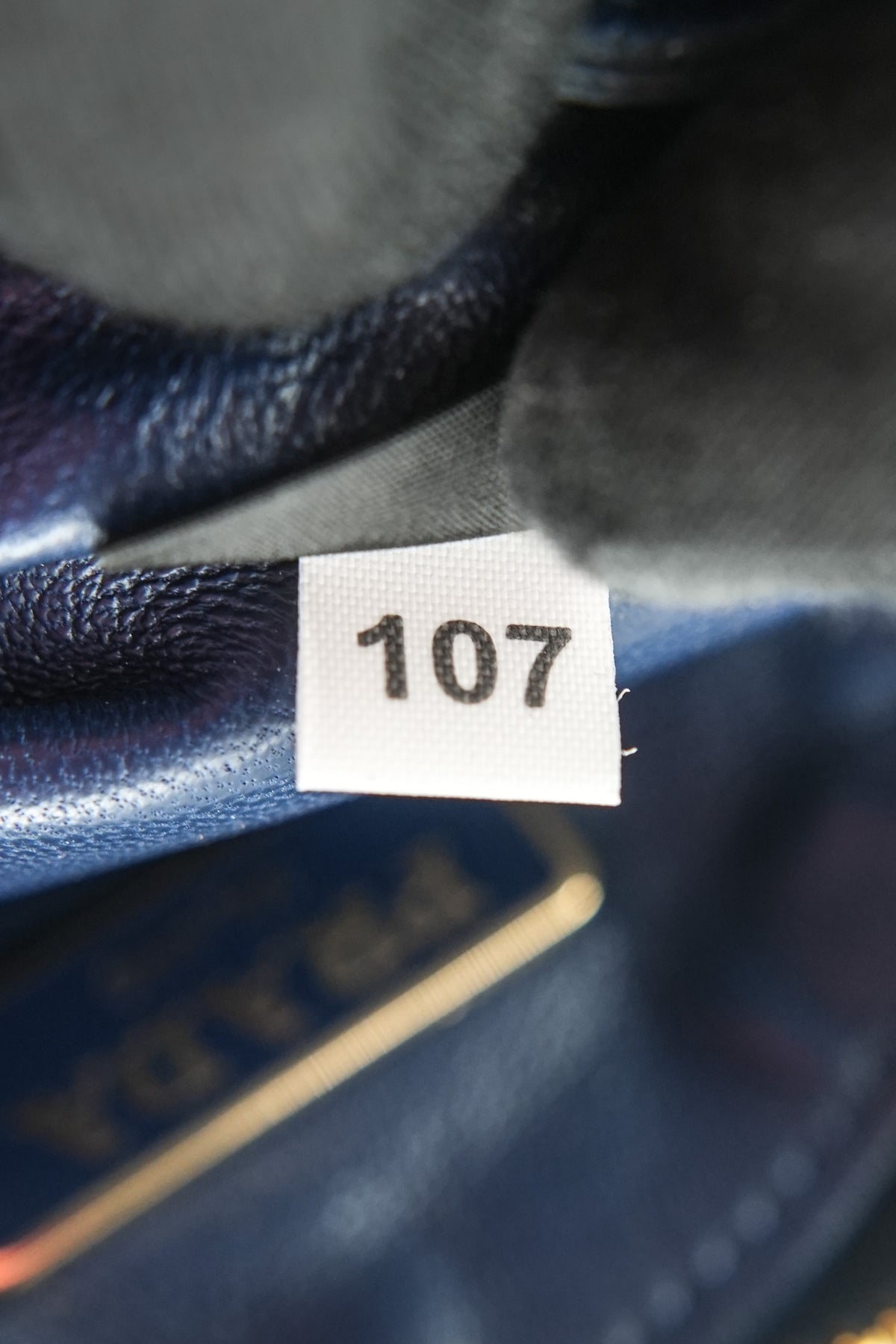 Prada navy blue saffiano leather keychain pouch
