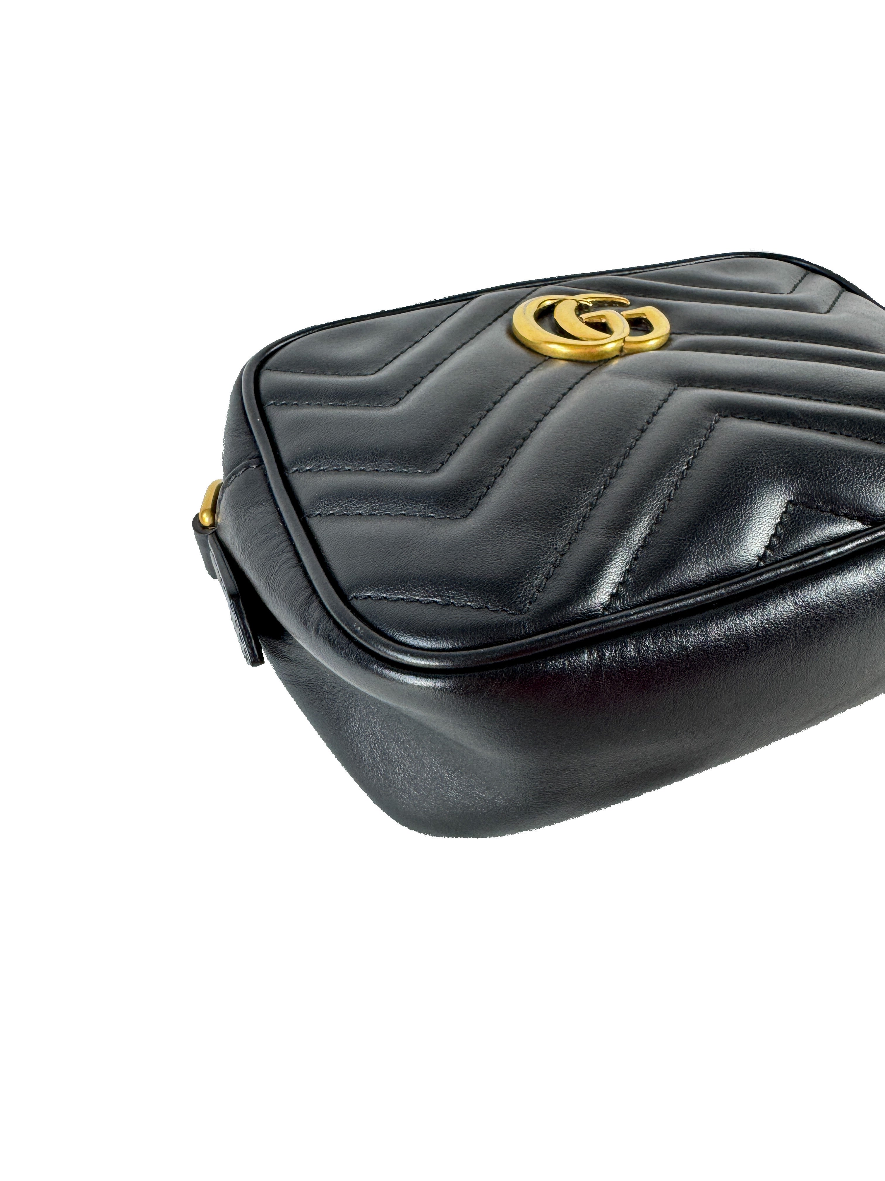Gucci GG mini Marmont black leather crossbody 0654498879
