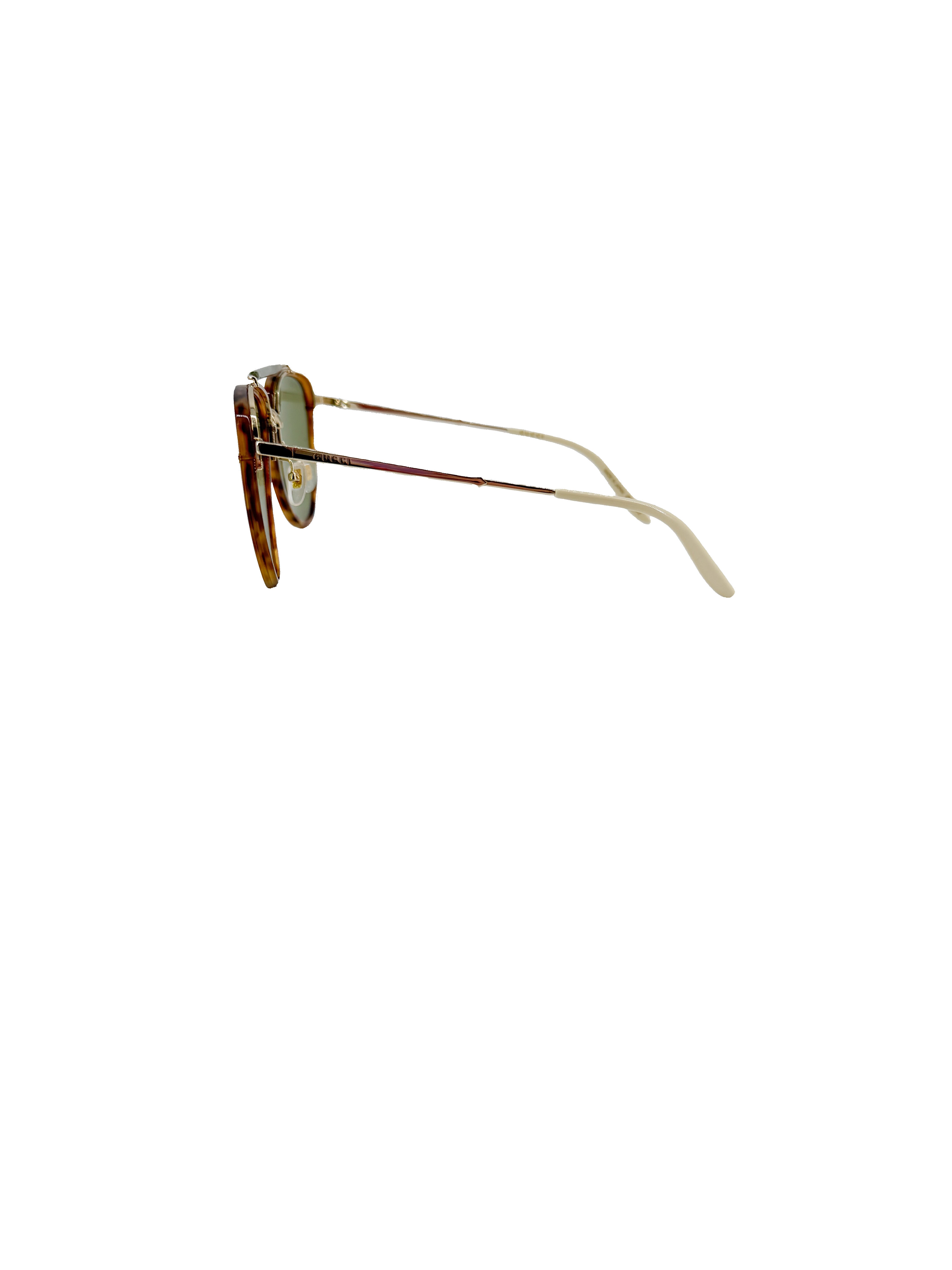 Gucci brown Havana large aviator sunglasses GG0672S CASE