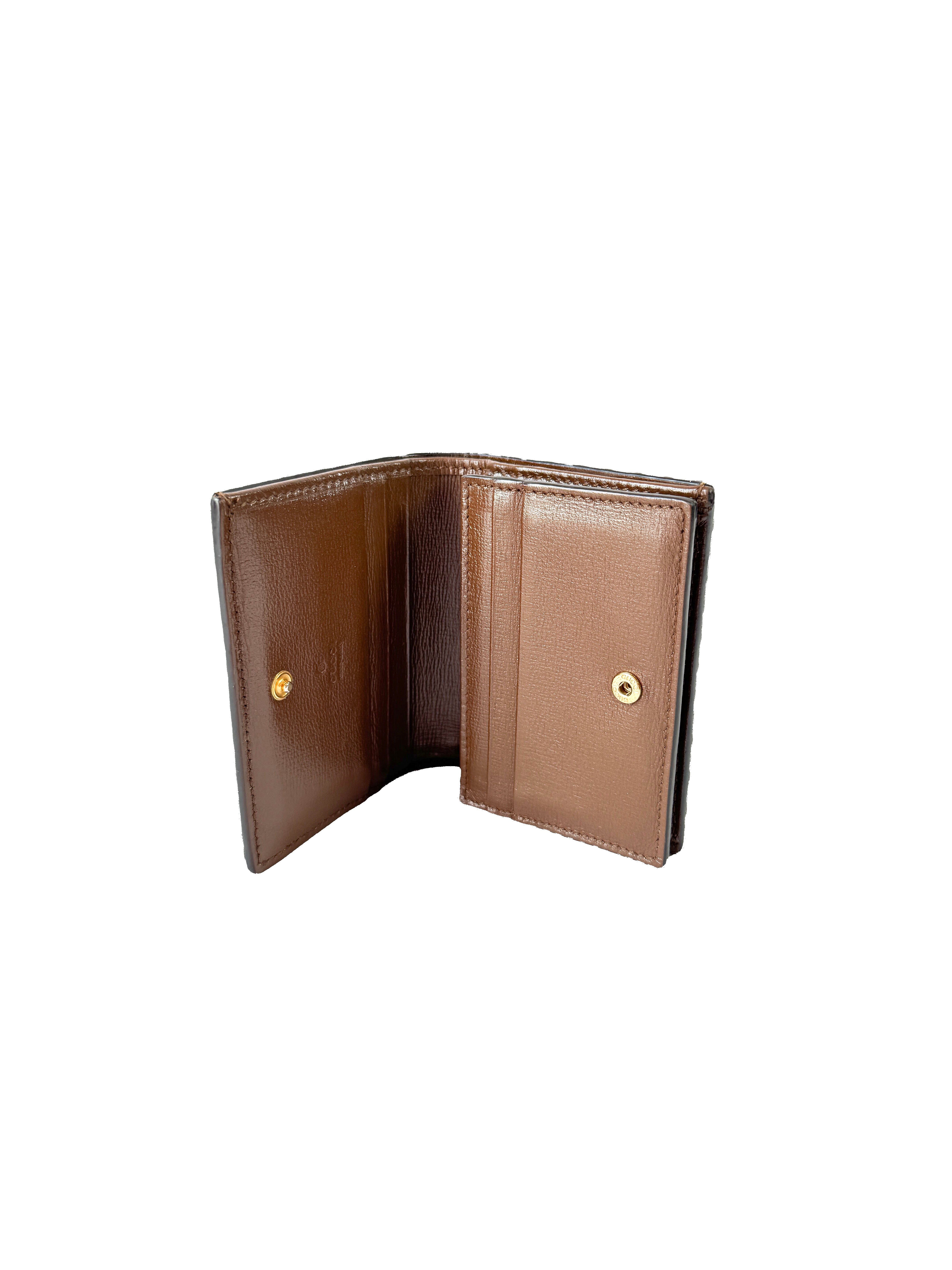 Gucci brown signature GG heart compact wallet 6488480416
