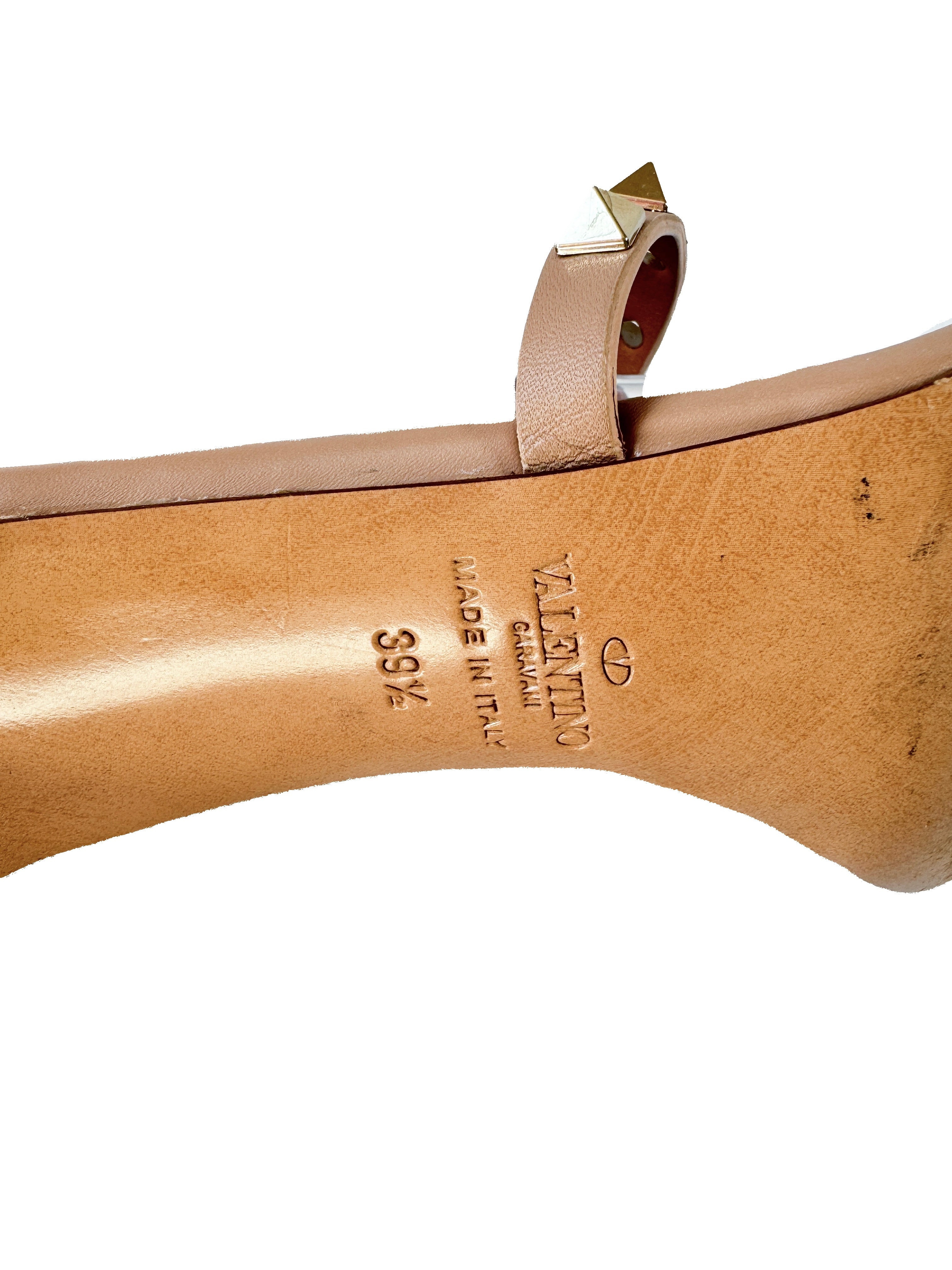 Valentino Garavani rockstud beige strappy heeled sandals size 39.5 *as is*